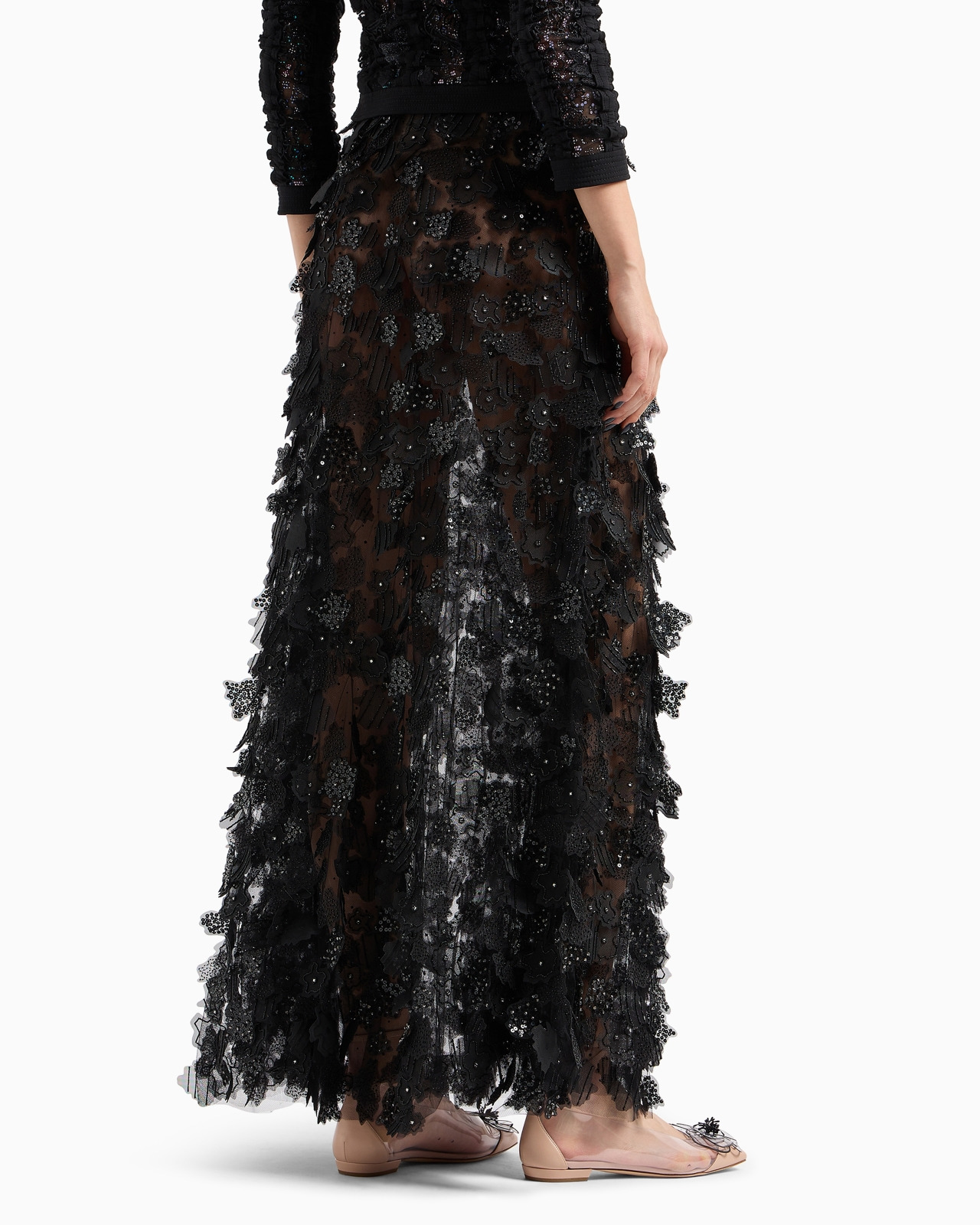 EMBROIDERED TULLE LONG SKIRT - 3