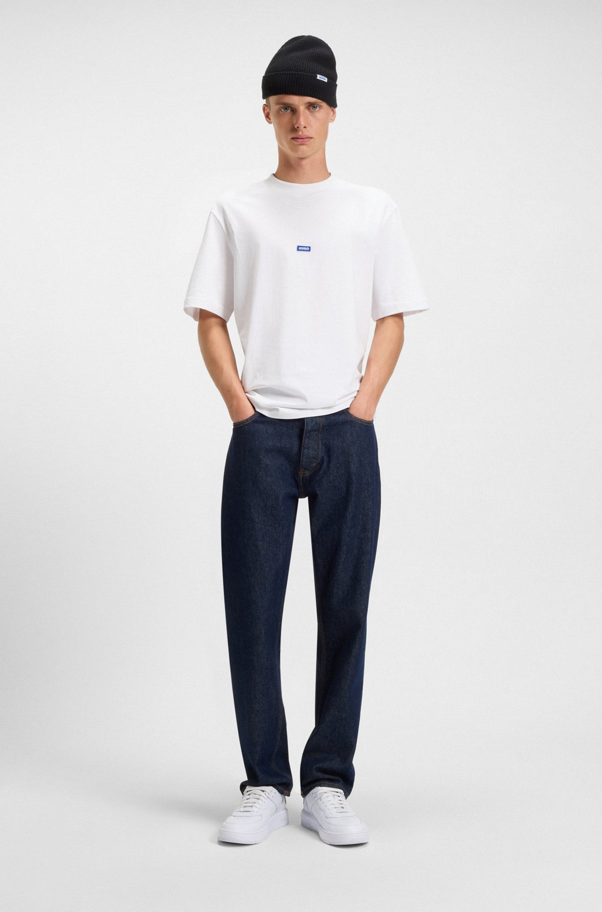 COTTON-JERSEY T-SHIRT WITH BLUE LOGO PATCH - 4