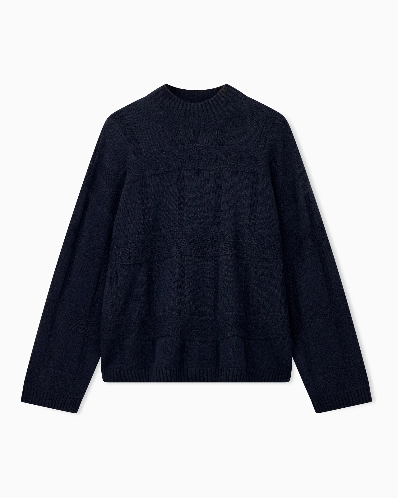 TEXTURED CREW NECK PULLOVER IN VIRGIN WOOL AND CASHMERE - 1