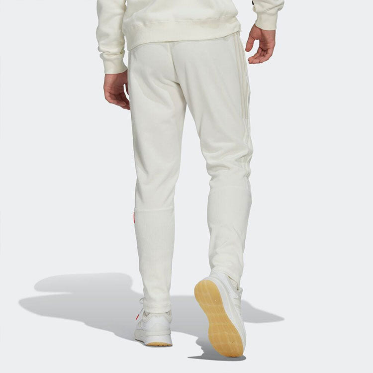 Men's adidas Solid Color Stripe Logo Casual Sports Pants/Trousers/Joggers Autumn Beige HN1937 - 3