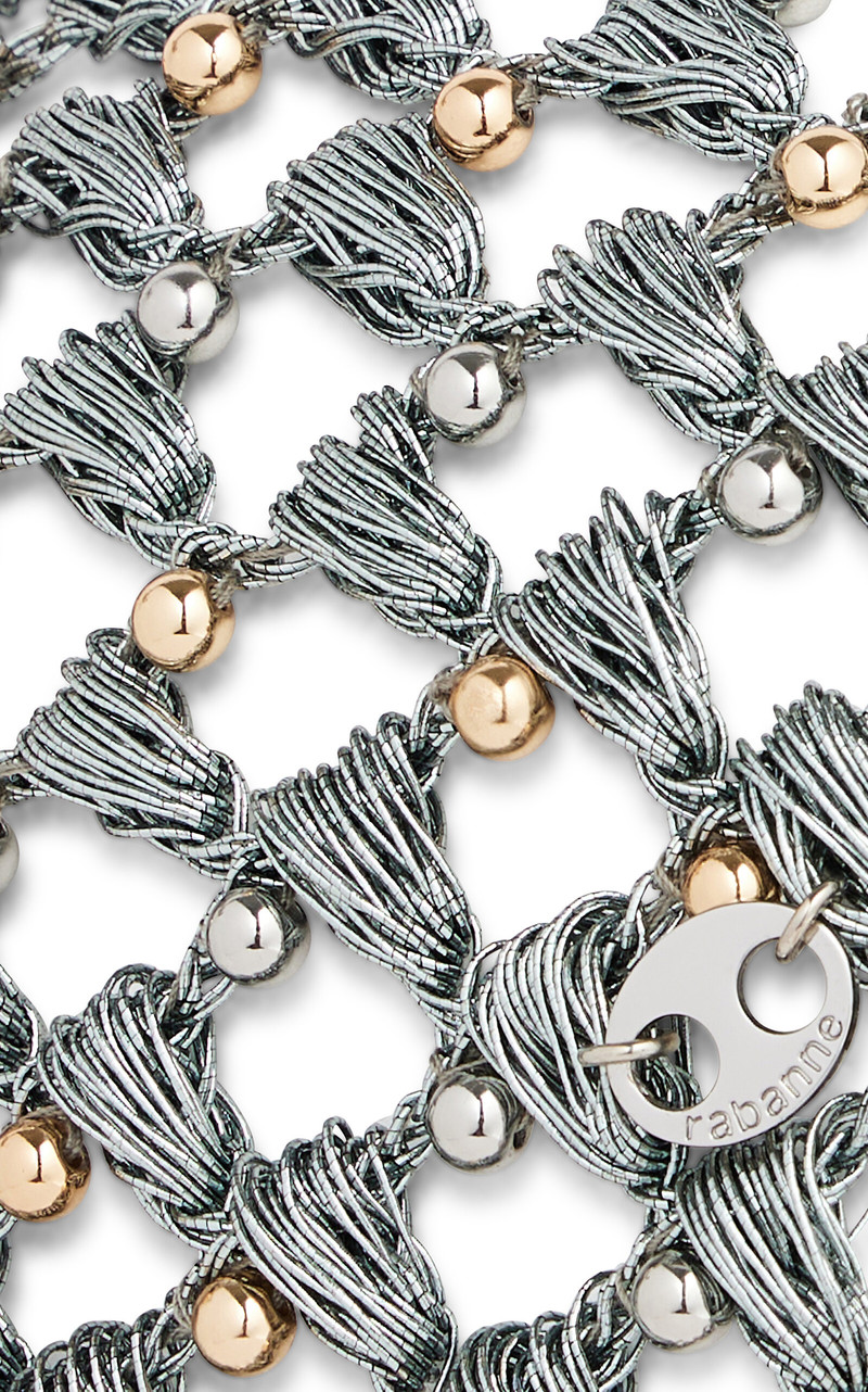 Metallic Woven Crystal-Embellished Chain Cap silver 3