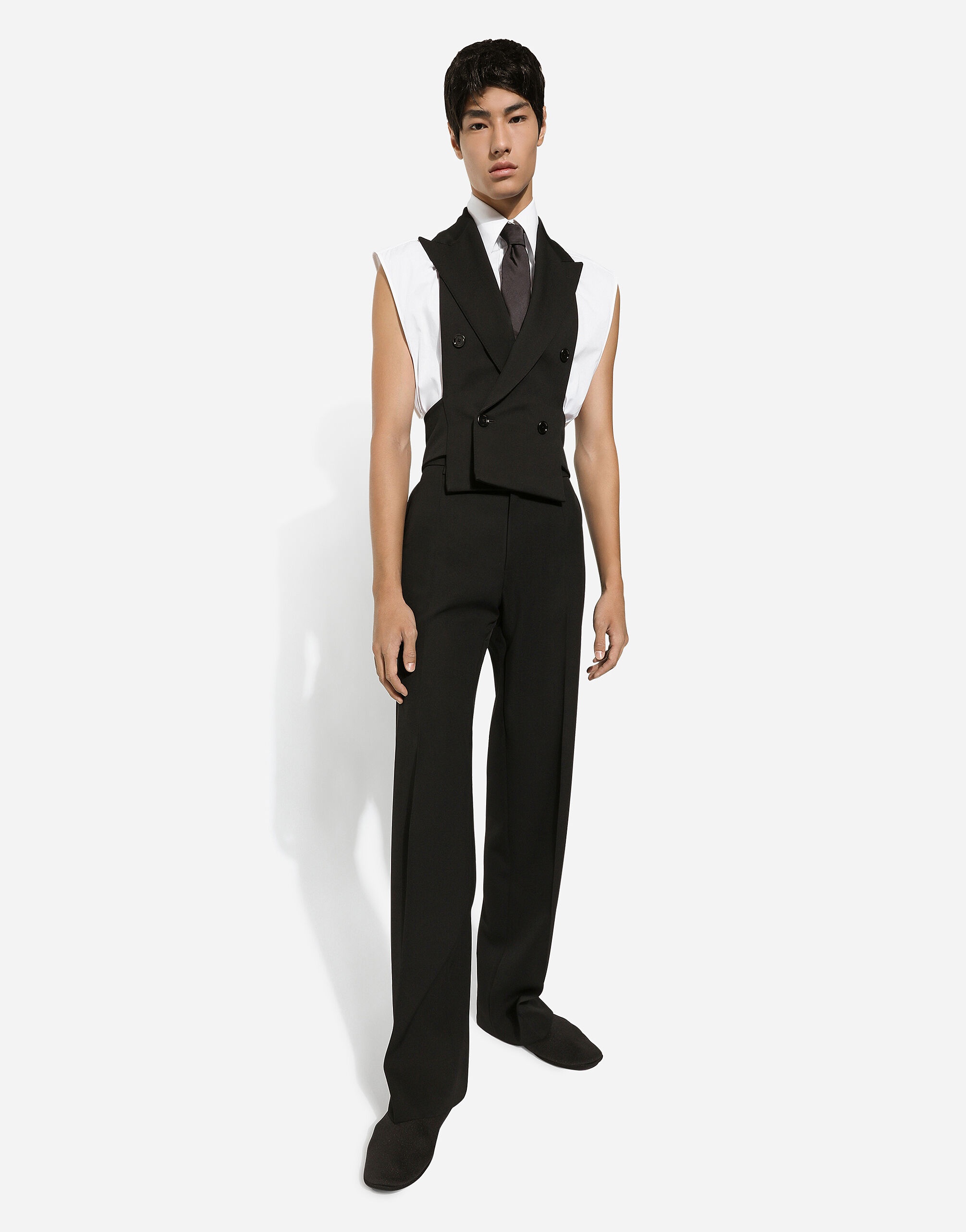 Double-breasted wool waistcoat with bare back - 5