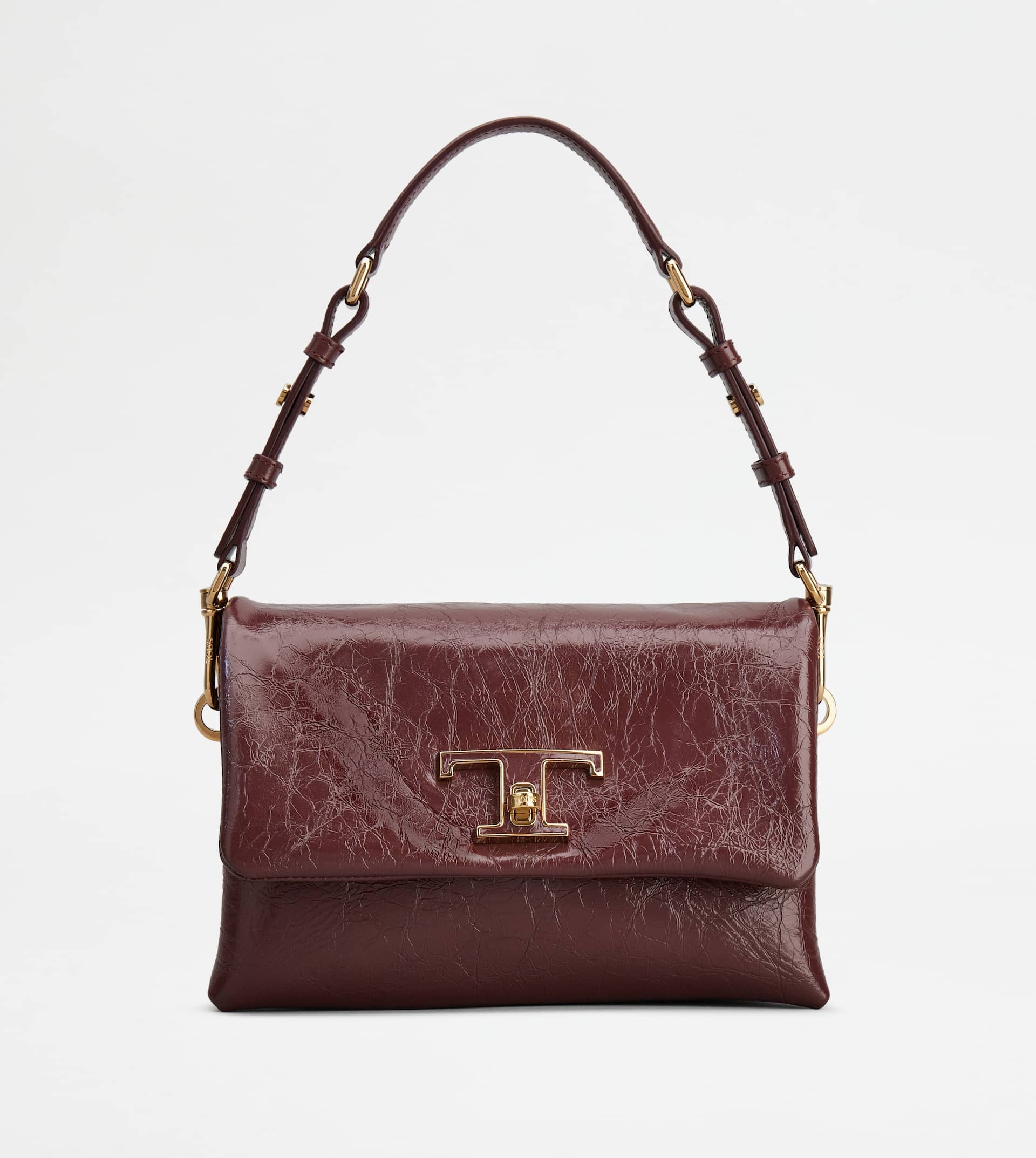 T TIMELESS FLAP BAG IN LEATHER MINI - BURGUNDY - 1