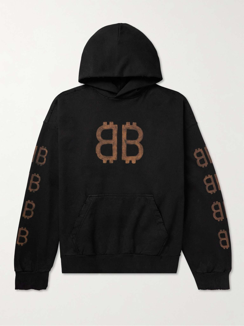 Crypto Logo-Print Bleached Cotton-Jersey Hoodie - 1