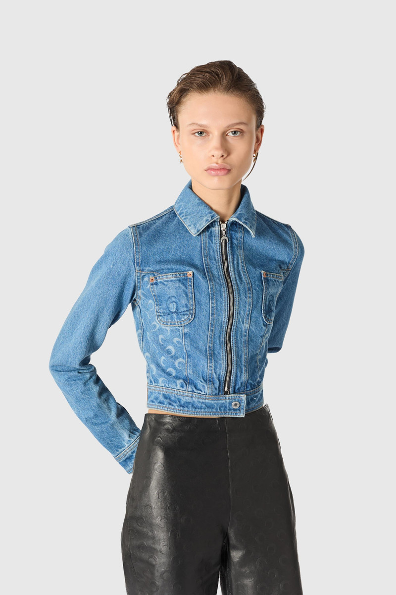 Marine Serre Light blue denim trucker zipped jacket organic cotton outlook