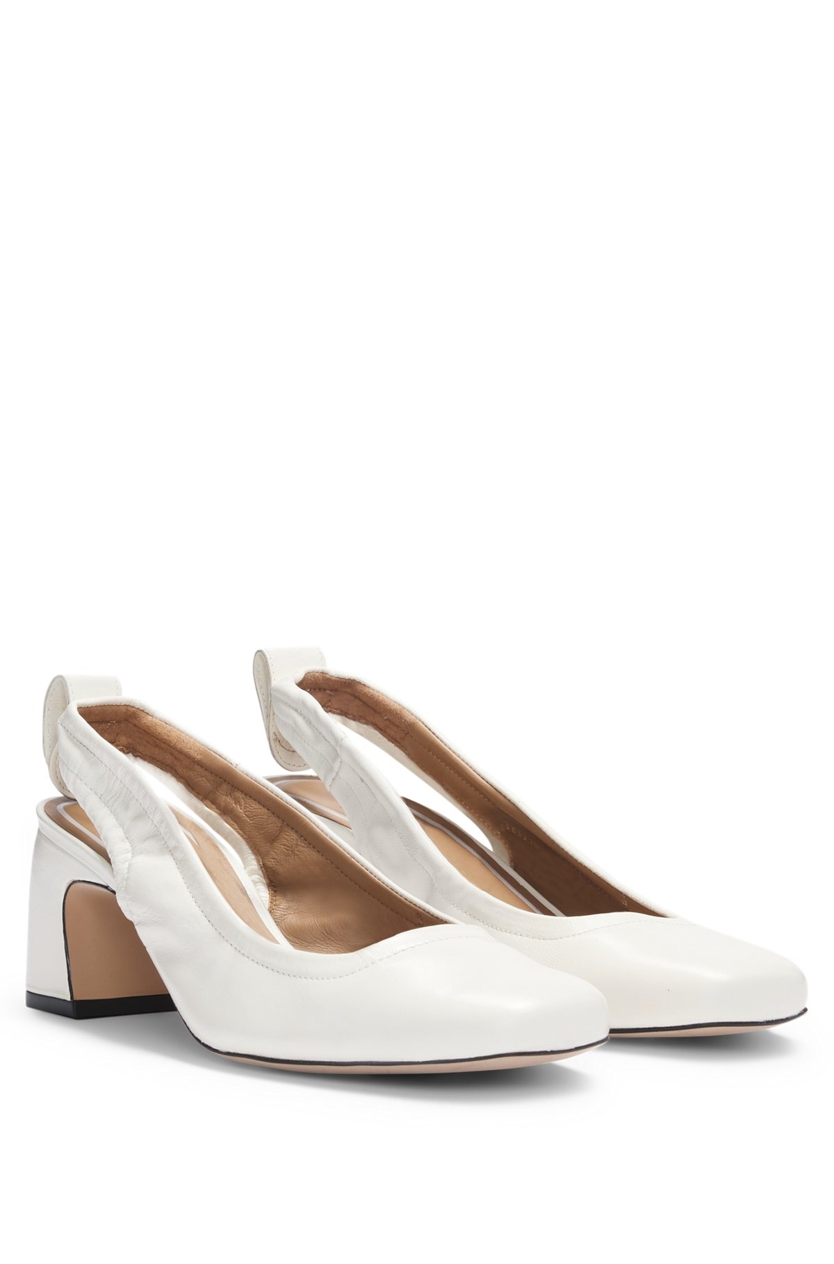 LEATHER SLINGBACK PUMPS WITH DOUBLE B MONOGRAM - 2