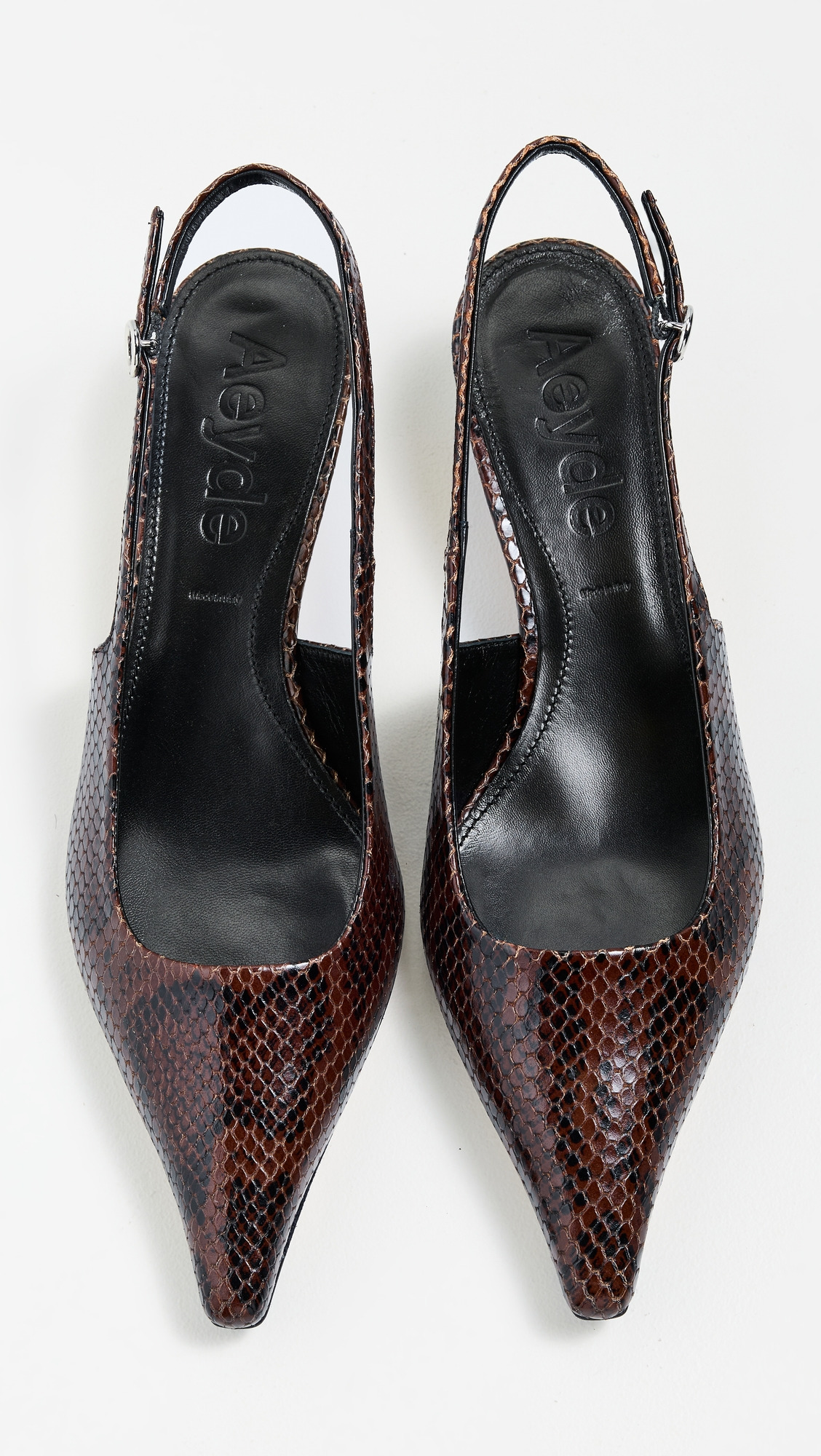 Catrina Snake Print Calf Leather Moka Heels - 5