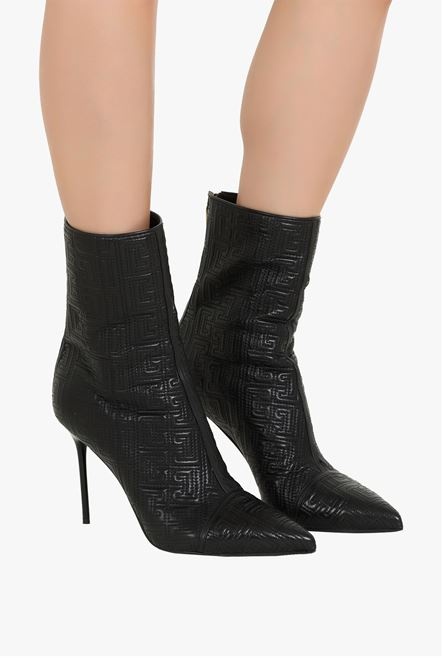 Black quilted leather Skye ankle boots with Balmain monogram - 7