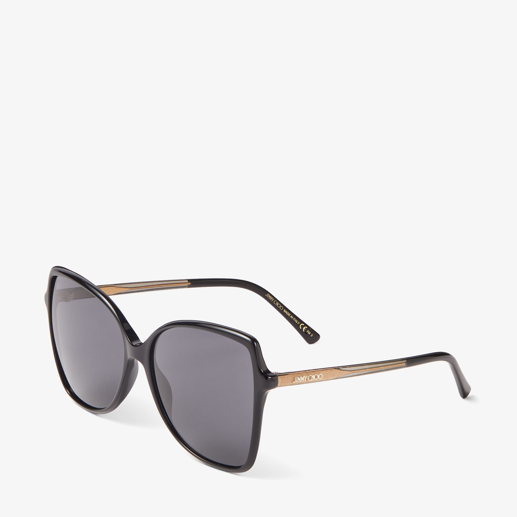 Fede
Black Round-Frame Sunglasses with Glitter Temples - 3