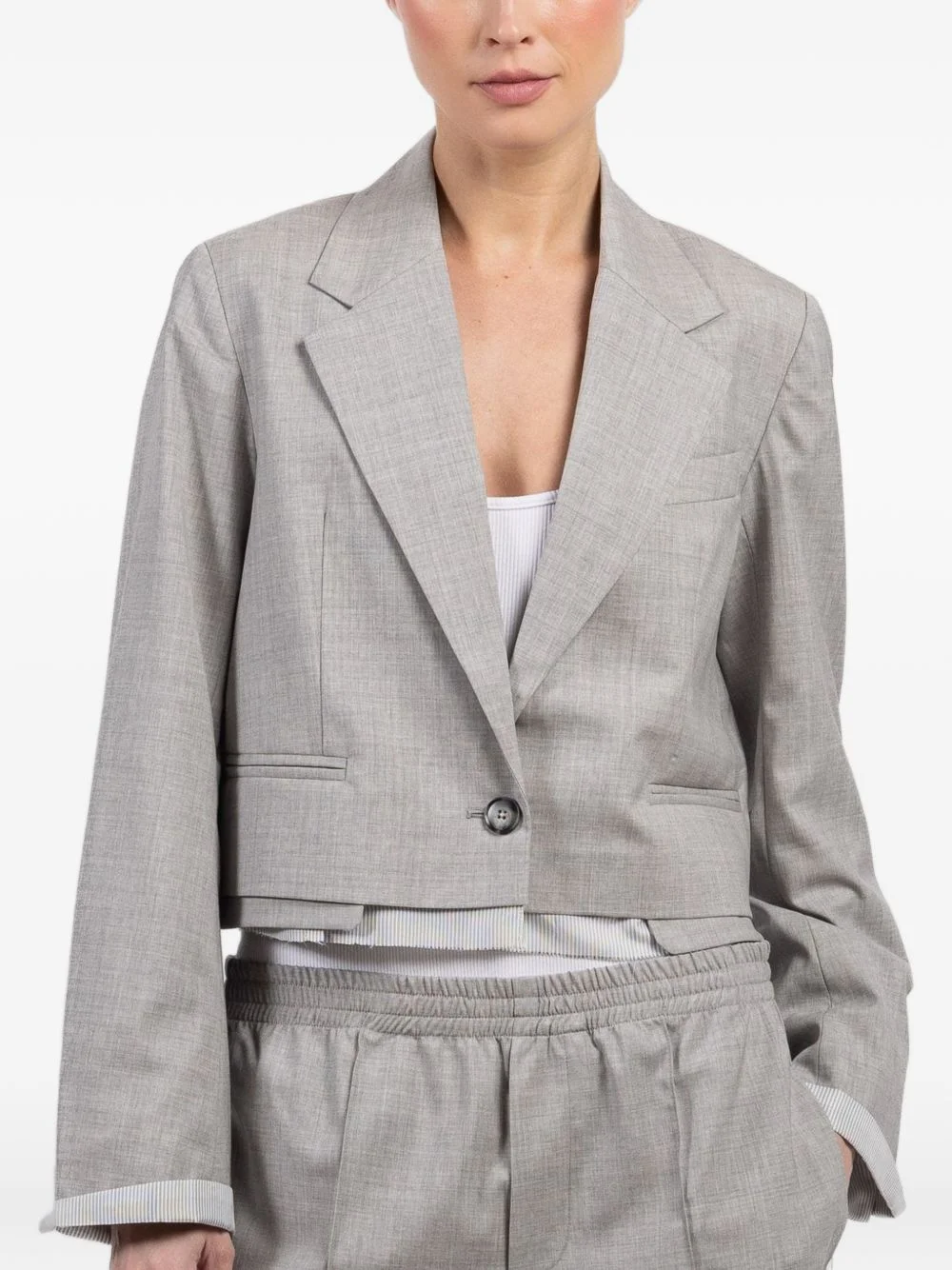 cropped single-breasted jacket - 1