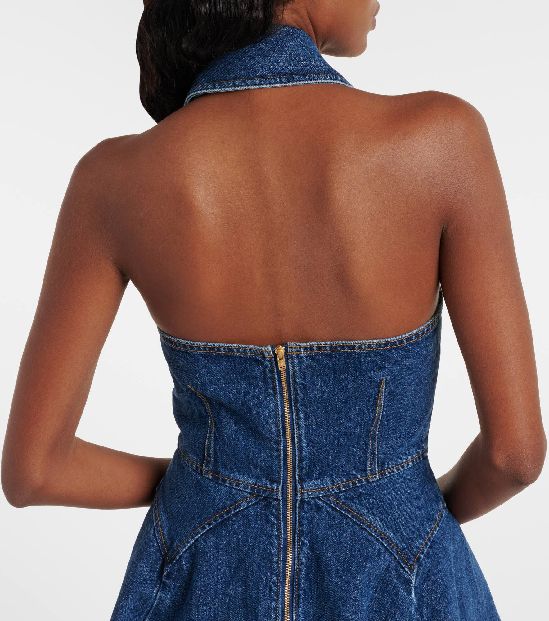 Flared denim midi dress - 6