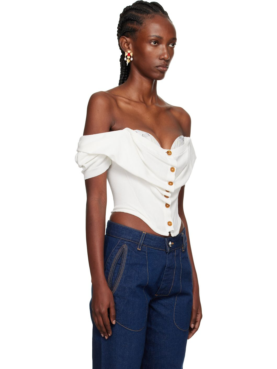 White Bea Corset Cardigan - 2