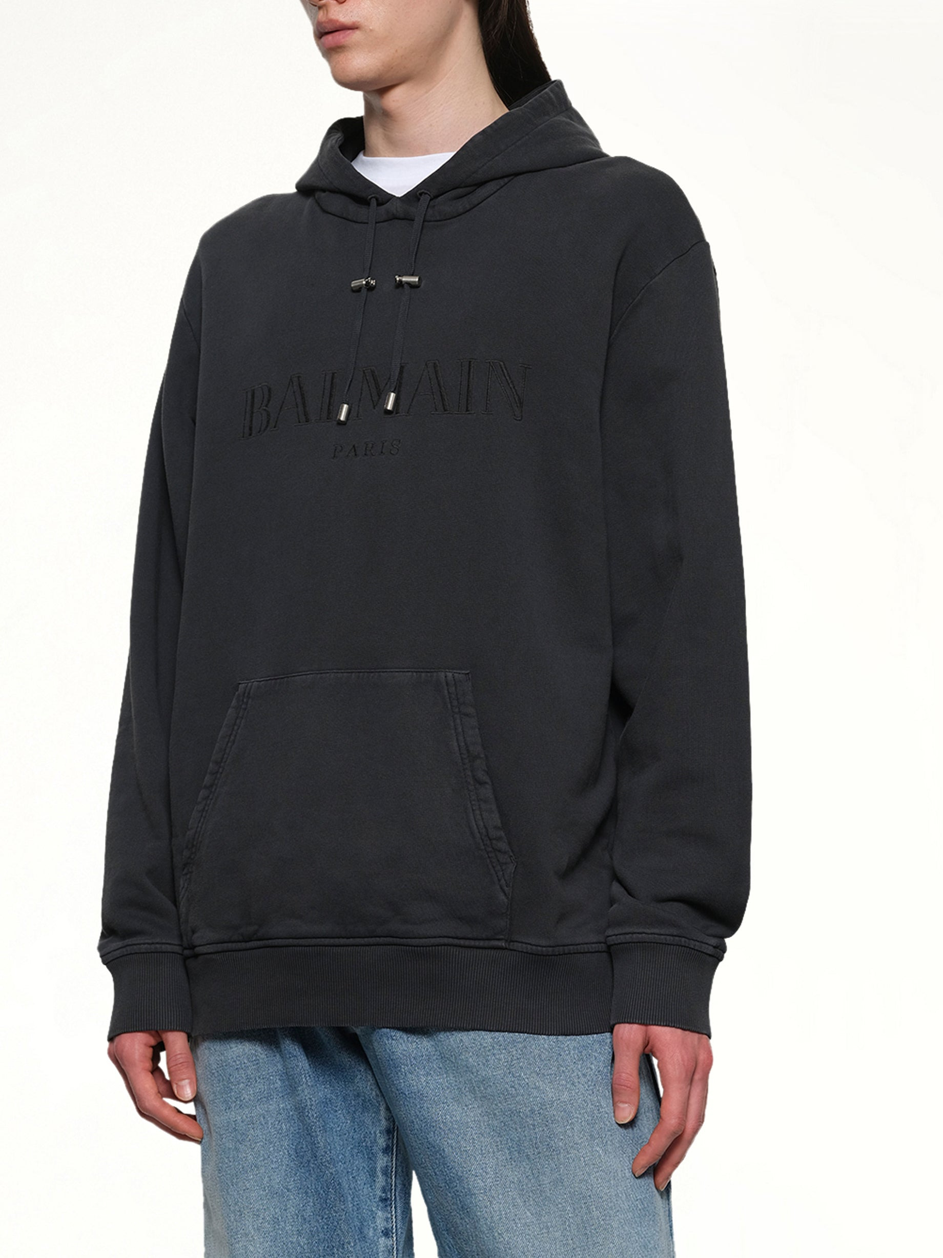 Balmain Vintage Emblem Hoodie in Vintage Black - 6