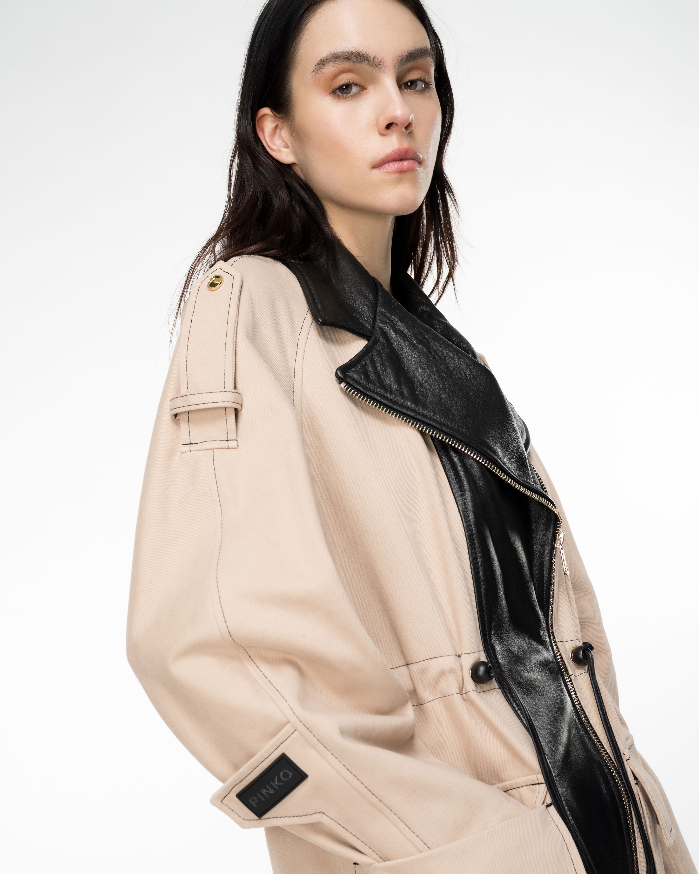 COTTON AND LEATHER PARKA - 2