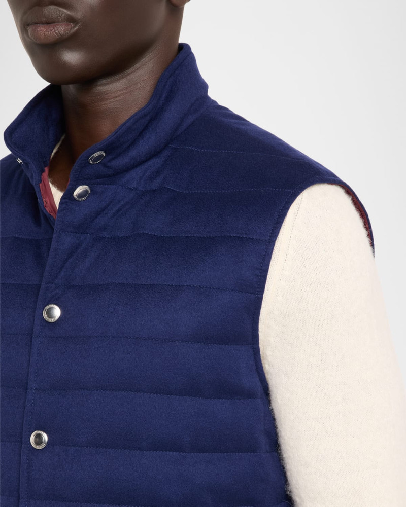 Men's Cashmere Padded Down Snap-Front Vest 5