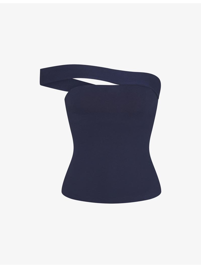 Asymmetric Off-The-Shoulder Stretch-Cotton Jersey Top 1