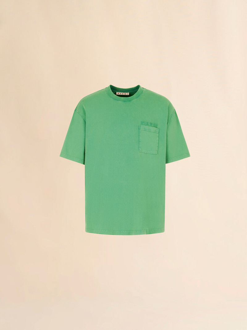 GREEN COTTON T-SHIRT WITH MARNI PATCHES 1