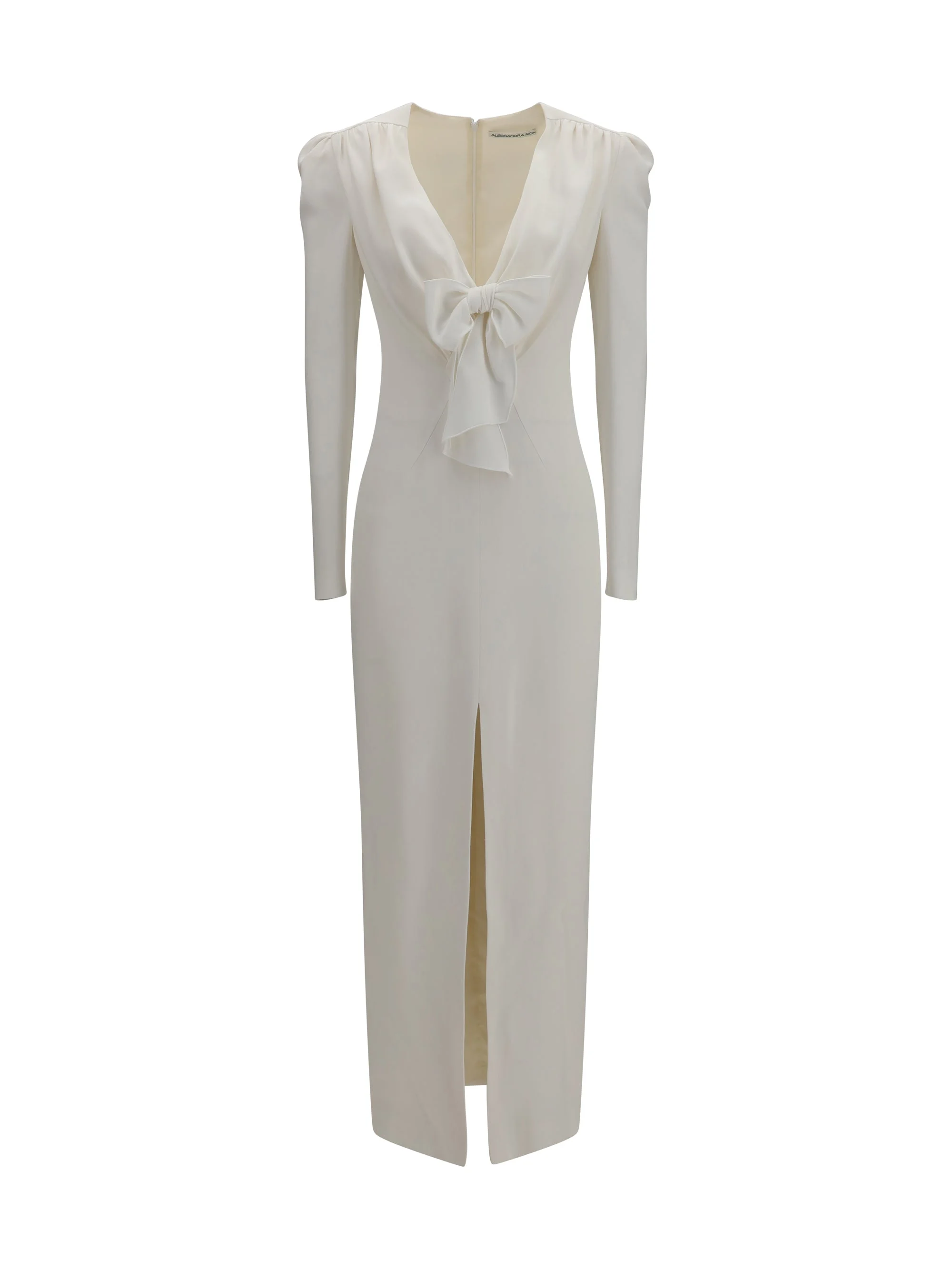 Alessandra Rich V-neck Dress with Bow White - 1