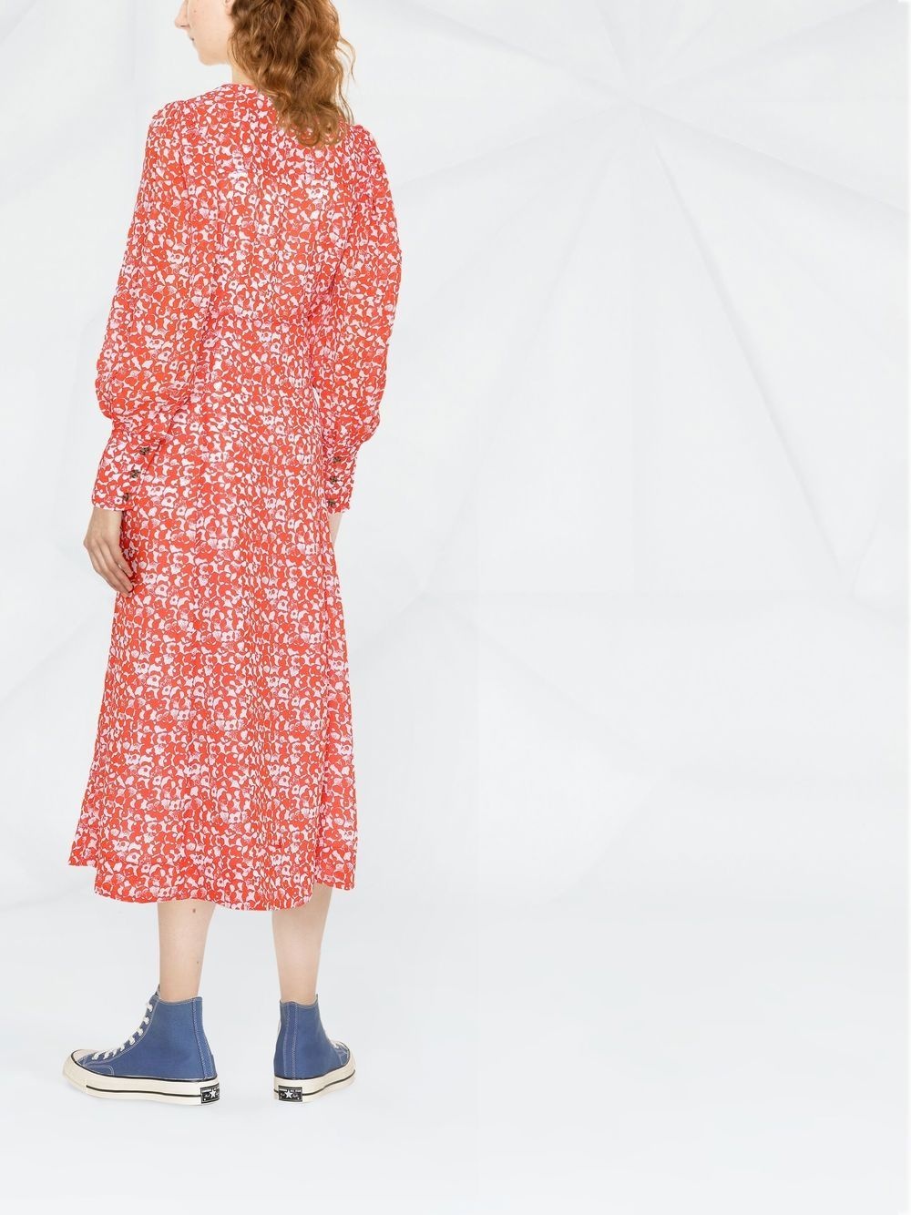 floral crepe midi dress - 3