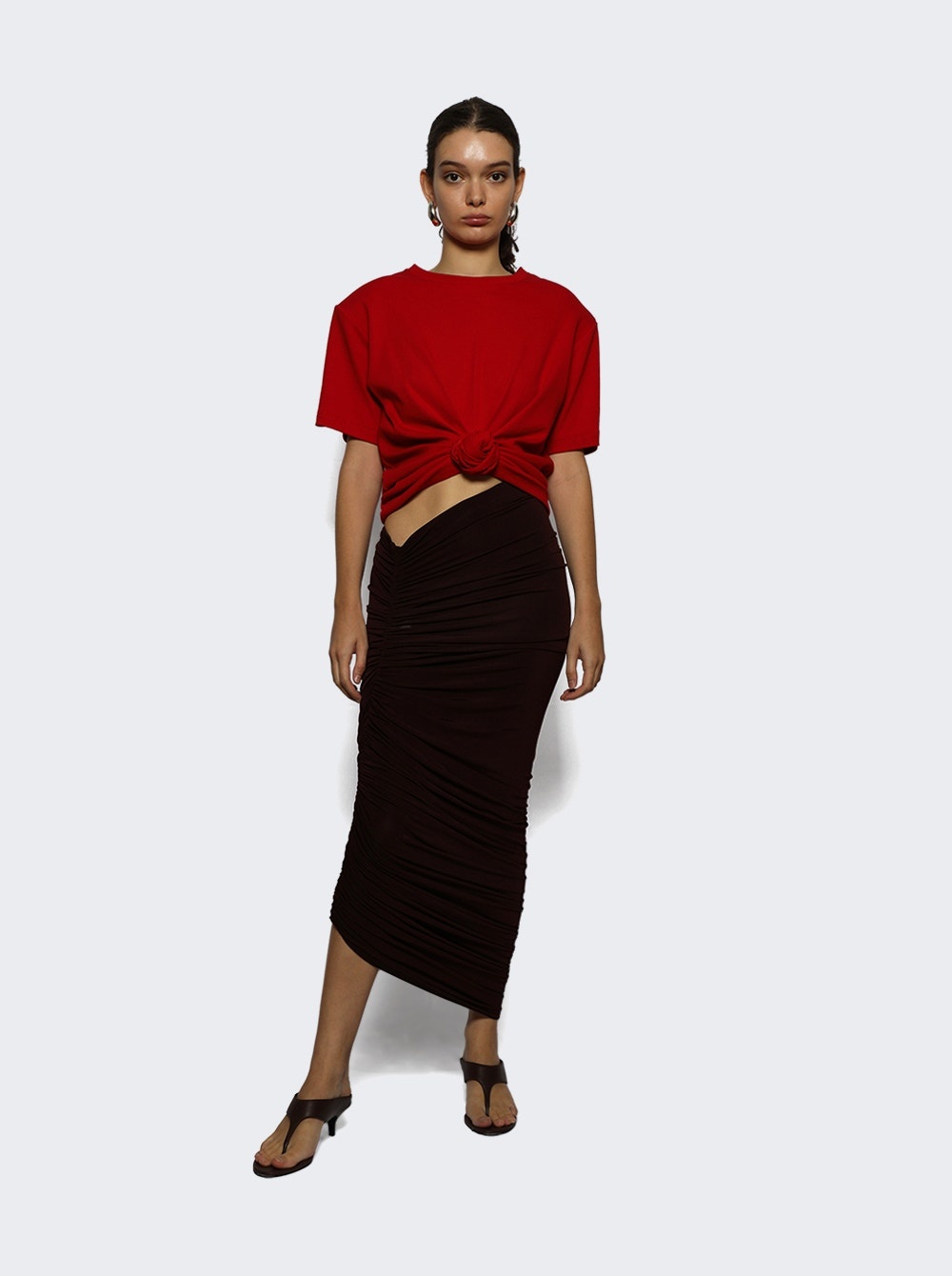 Asymmetrical Midi Skirt Bordeaux - 5