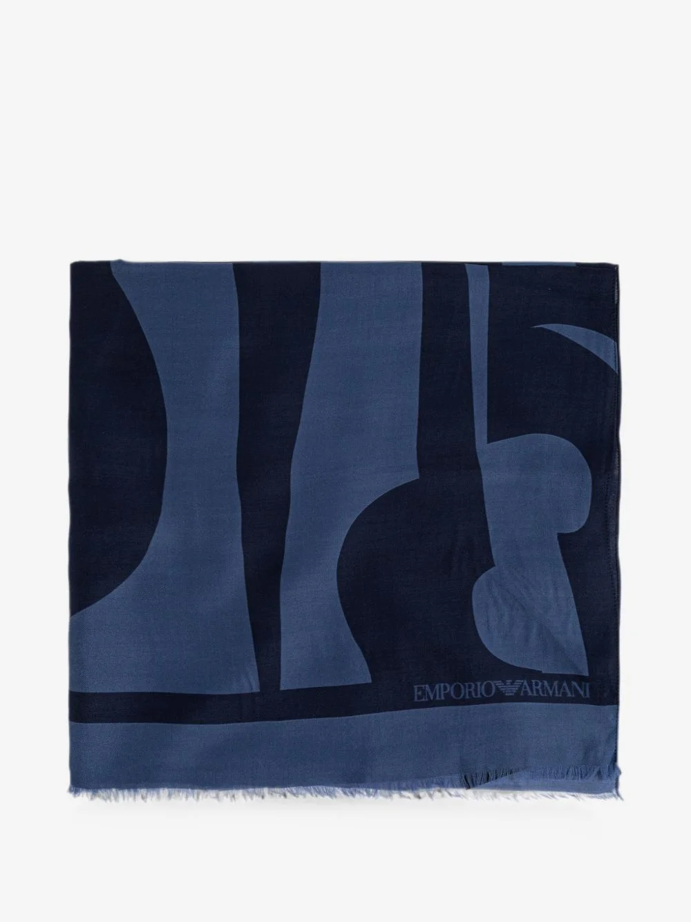 silk stole with an abstract pattern and fringes - 1