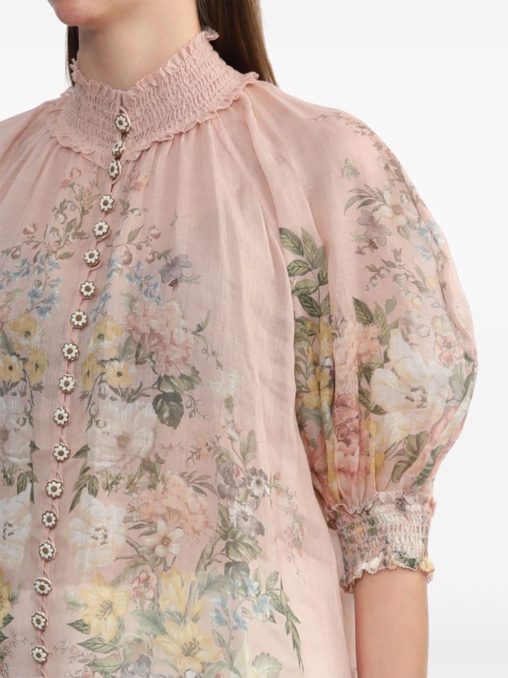 Waverly floral-print ramie blouse - 5