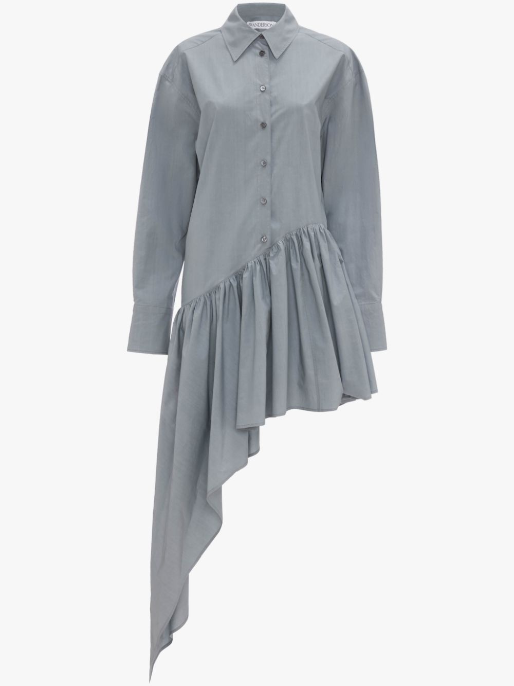 ASYMMETRIC GATHERED PEPLUM SHIRT DRESS - 1