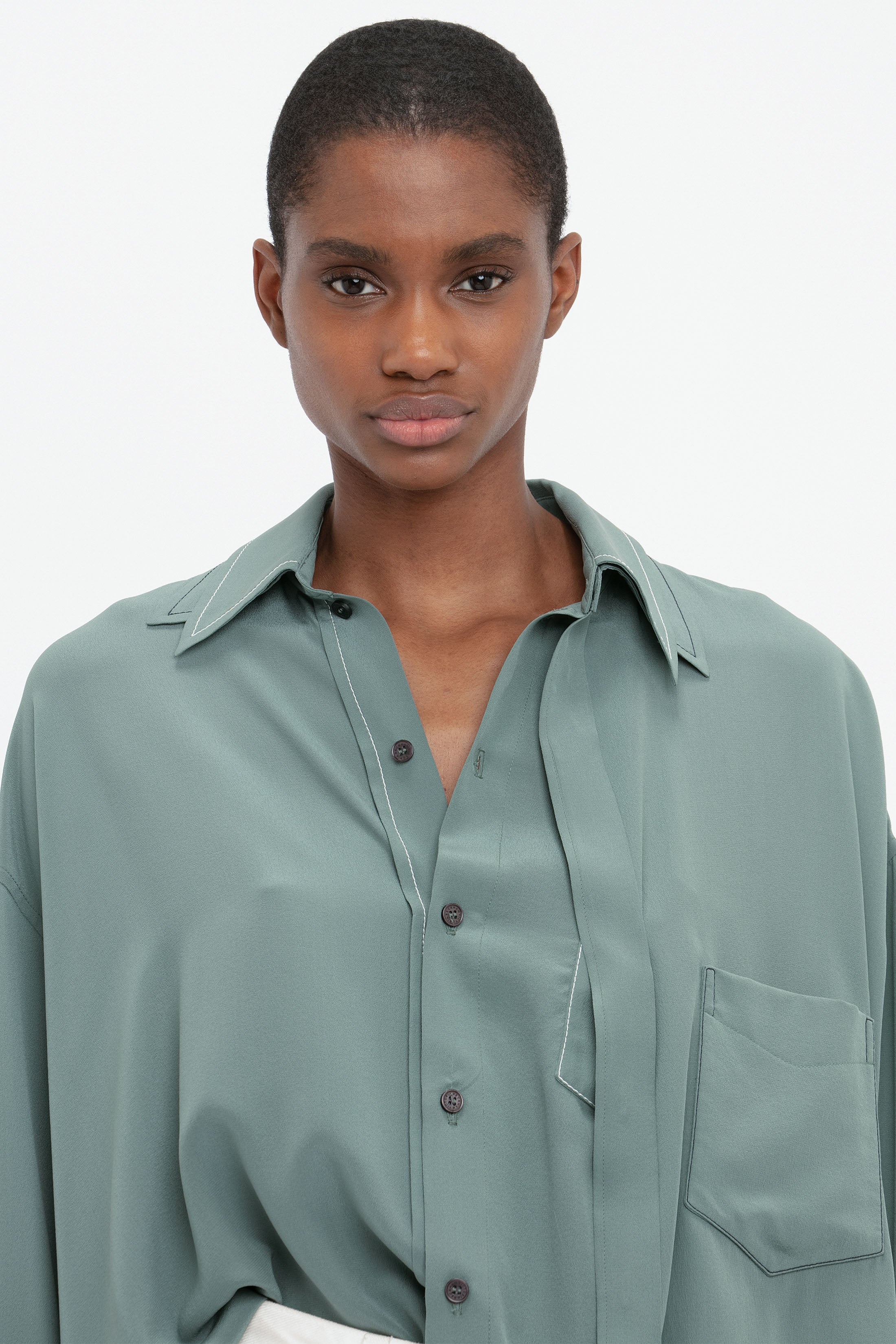 Double Layer Blouse In Stone - 6
