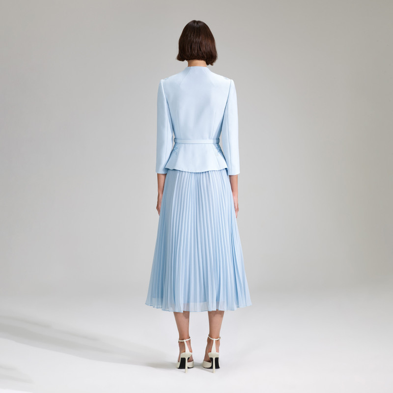Blue Chiffon Crepe Midi Dress 3