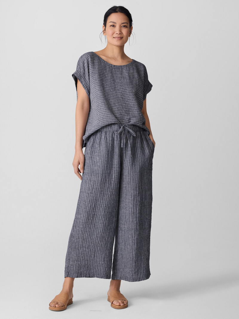 EILEEN FISHER Puckered Organic Linen Wide-Leg Pant outlook