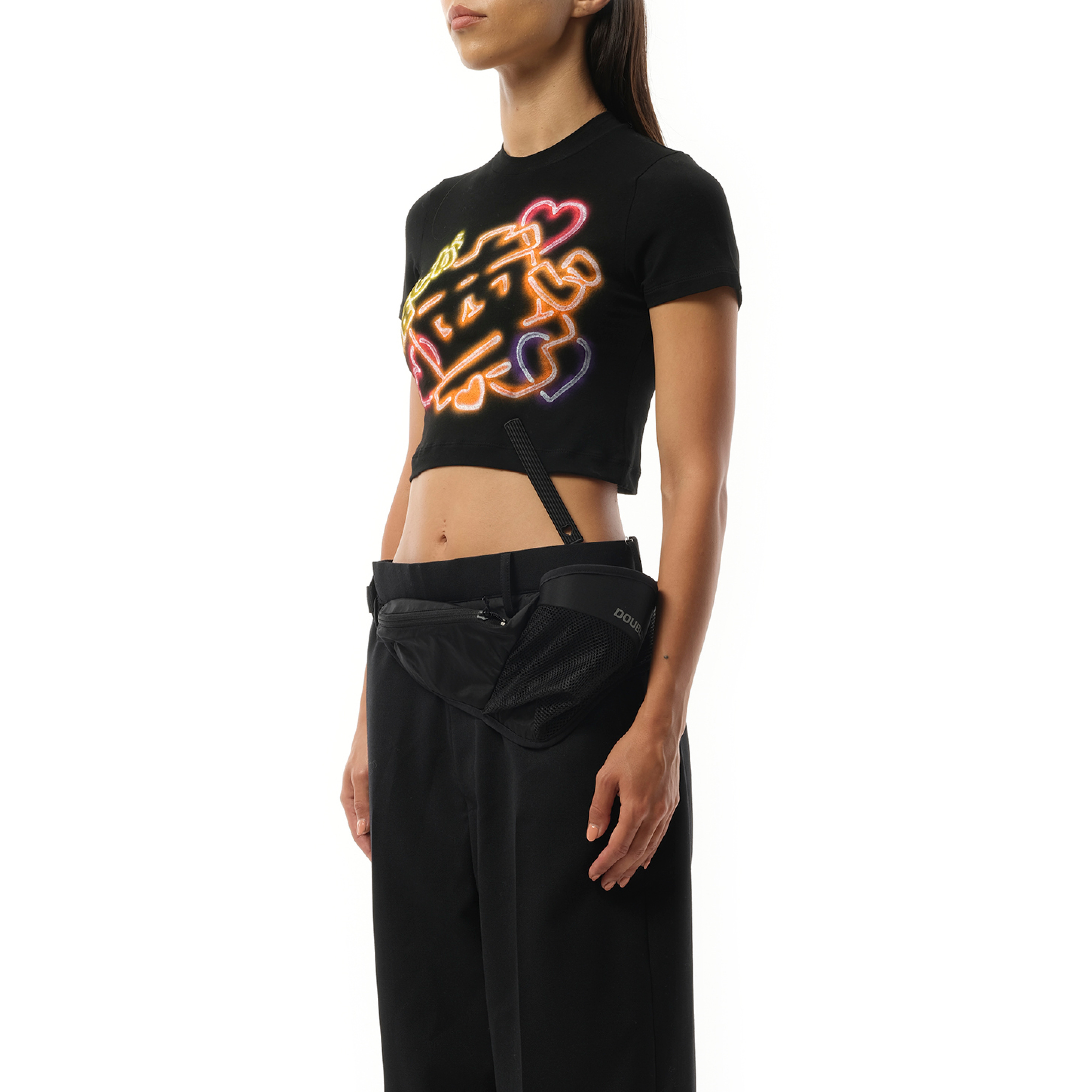Japanese Fan-Service Neon Paint T-Shirt in Black - 5