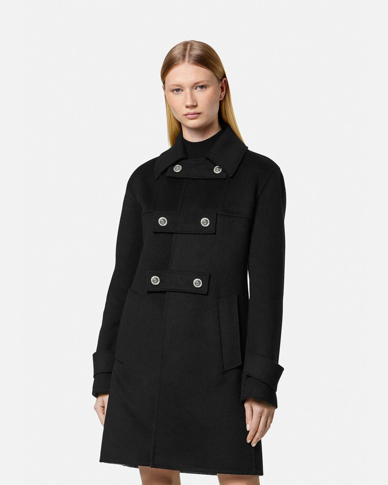 Medusa Checked Double-Breasted Coat 3