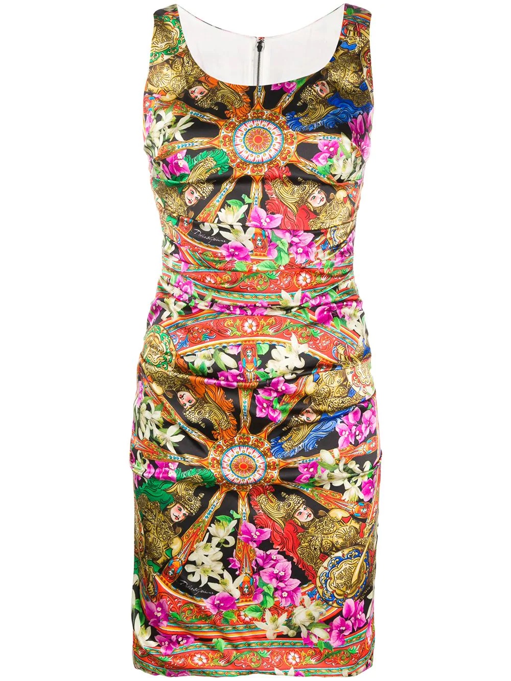 mixed-print sleeveless dress - 1