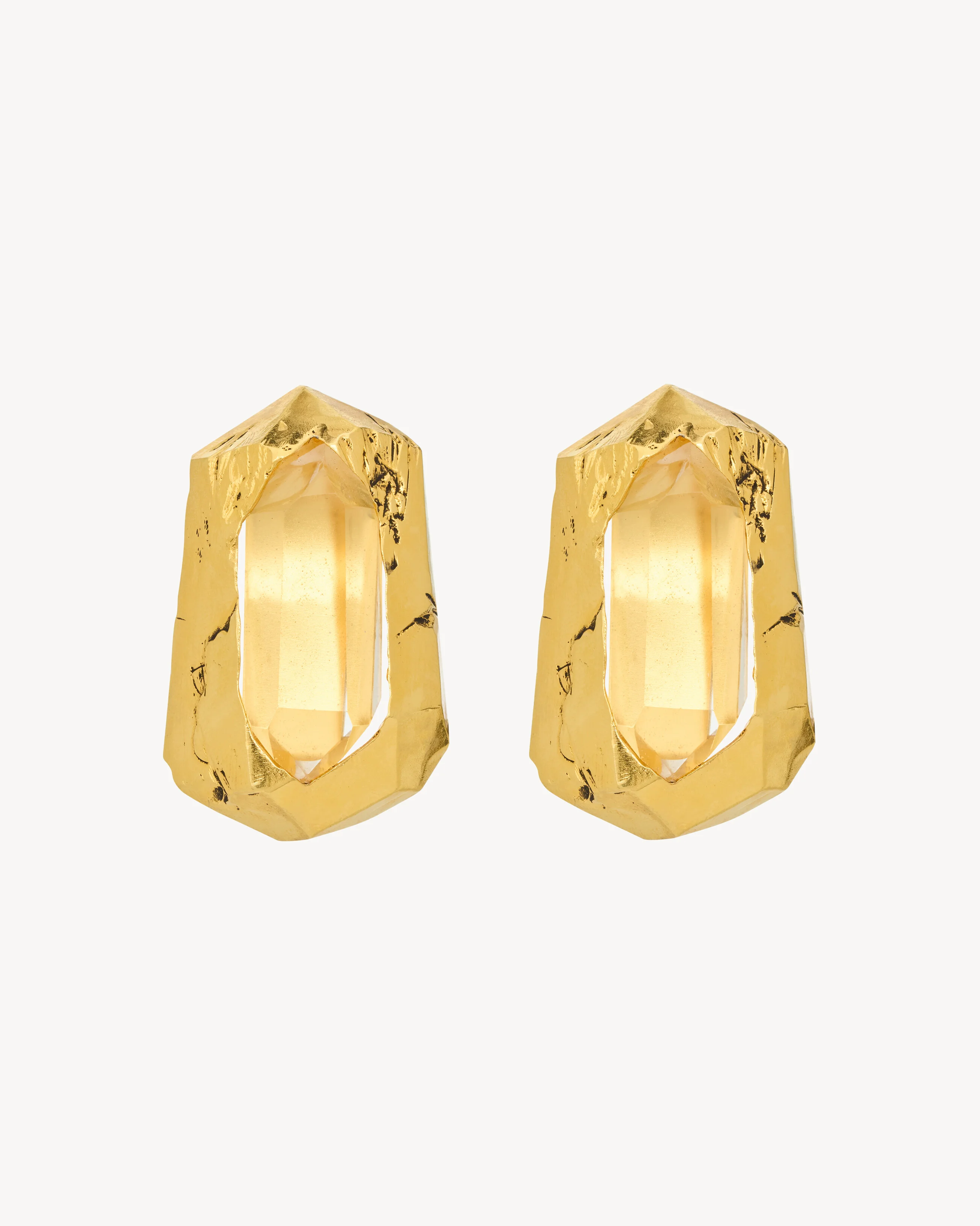 PITTED EARRINGS IN CRYSTAL ROCK AND METAL - 1