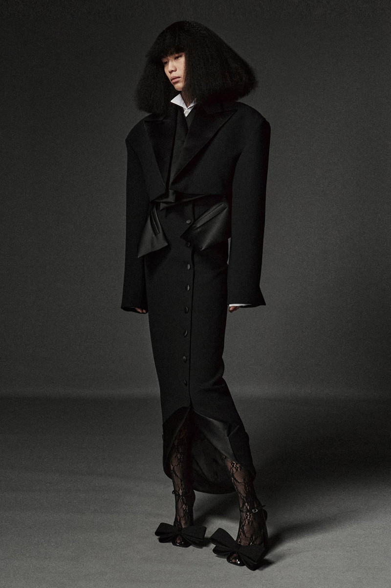 TAILORED SKIRT WITH JACKET COLLAR AT HEM BLACK 1