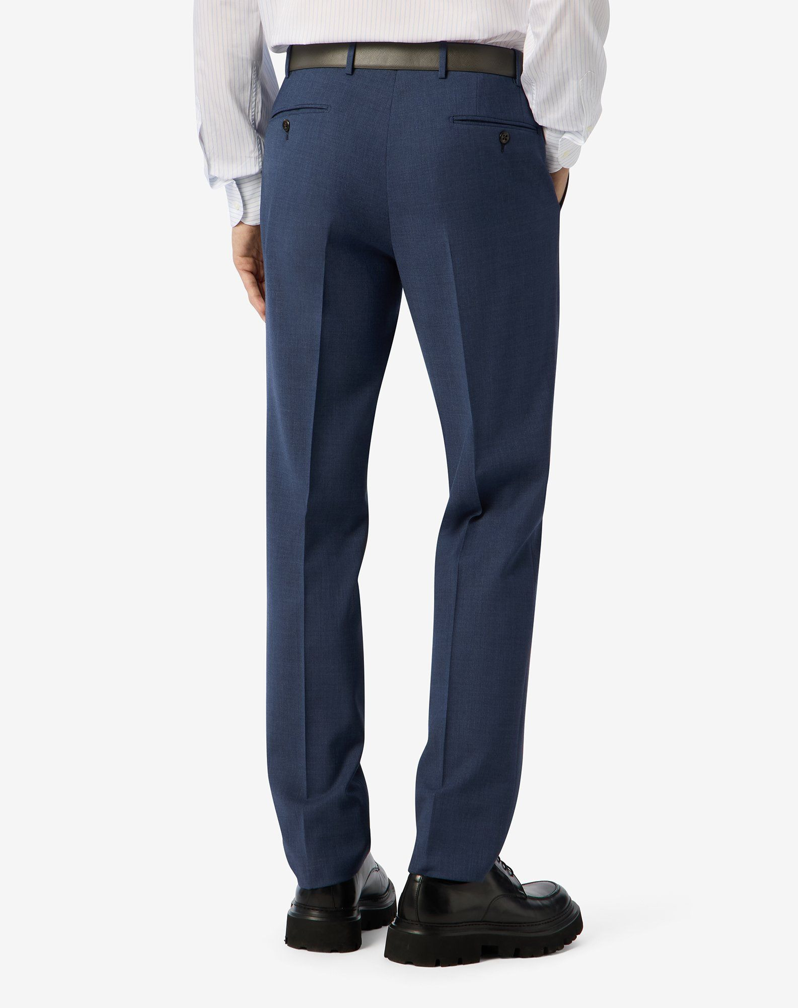 Blue stretch wool bengaline trousers - 4