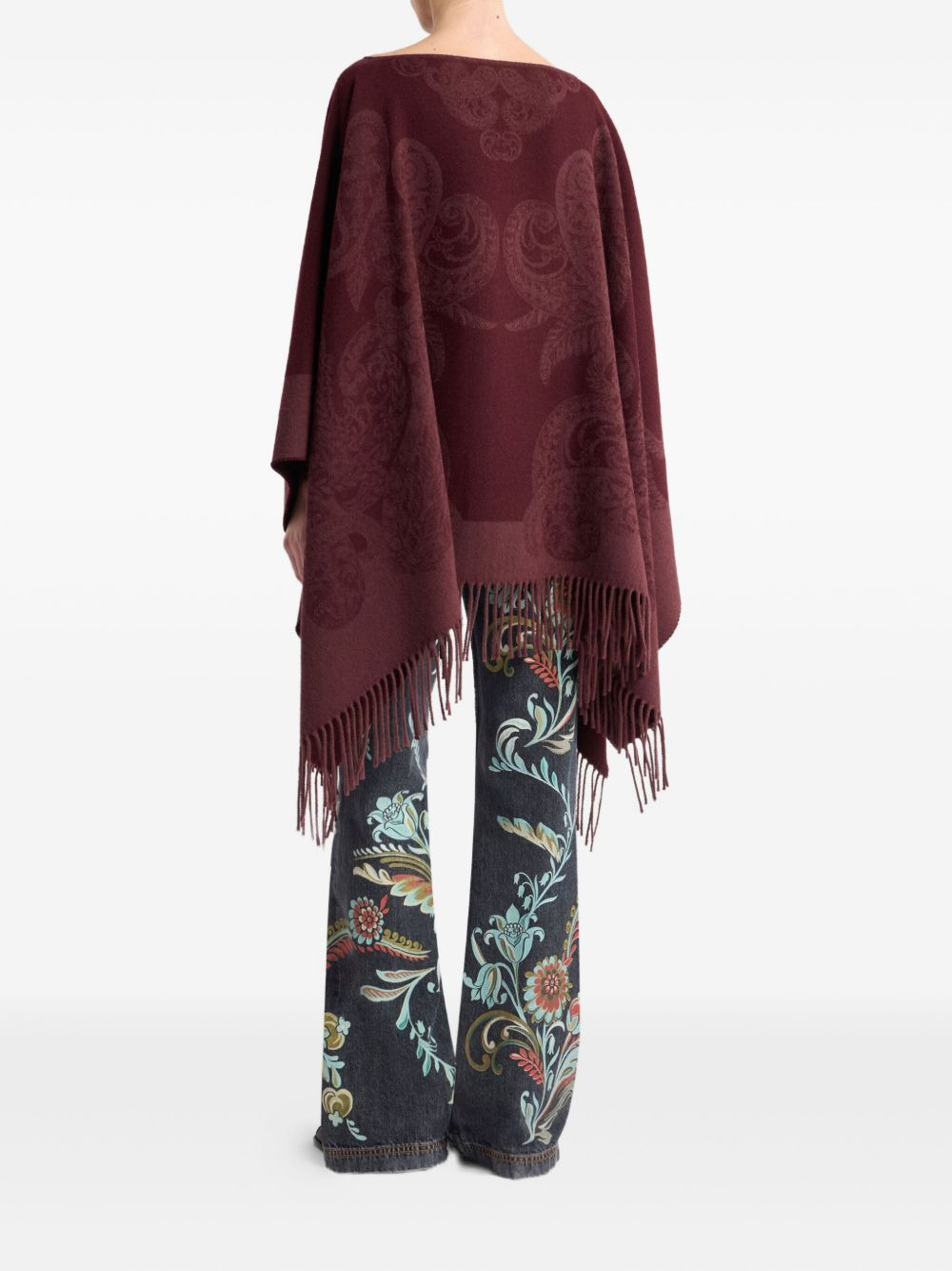 jacquard-paisley poncho - 3