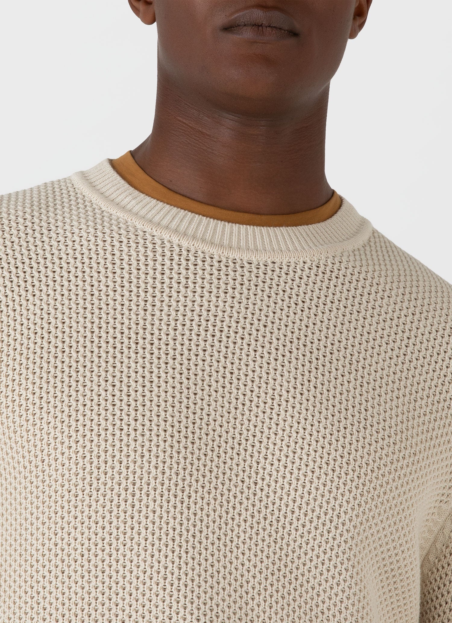 Honeycomb Cotton Crew Neck Jumper - 6