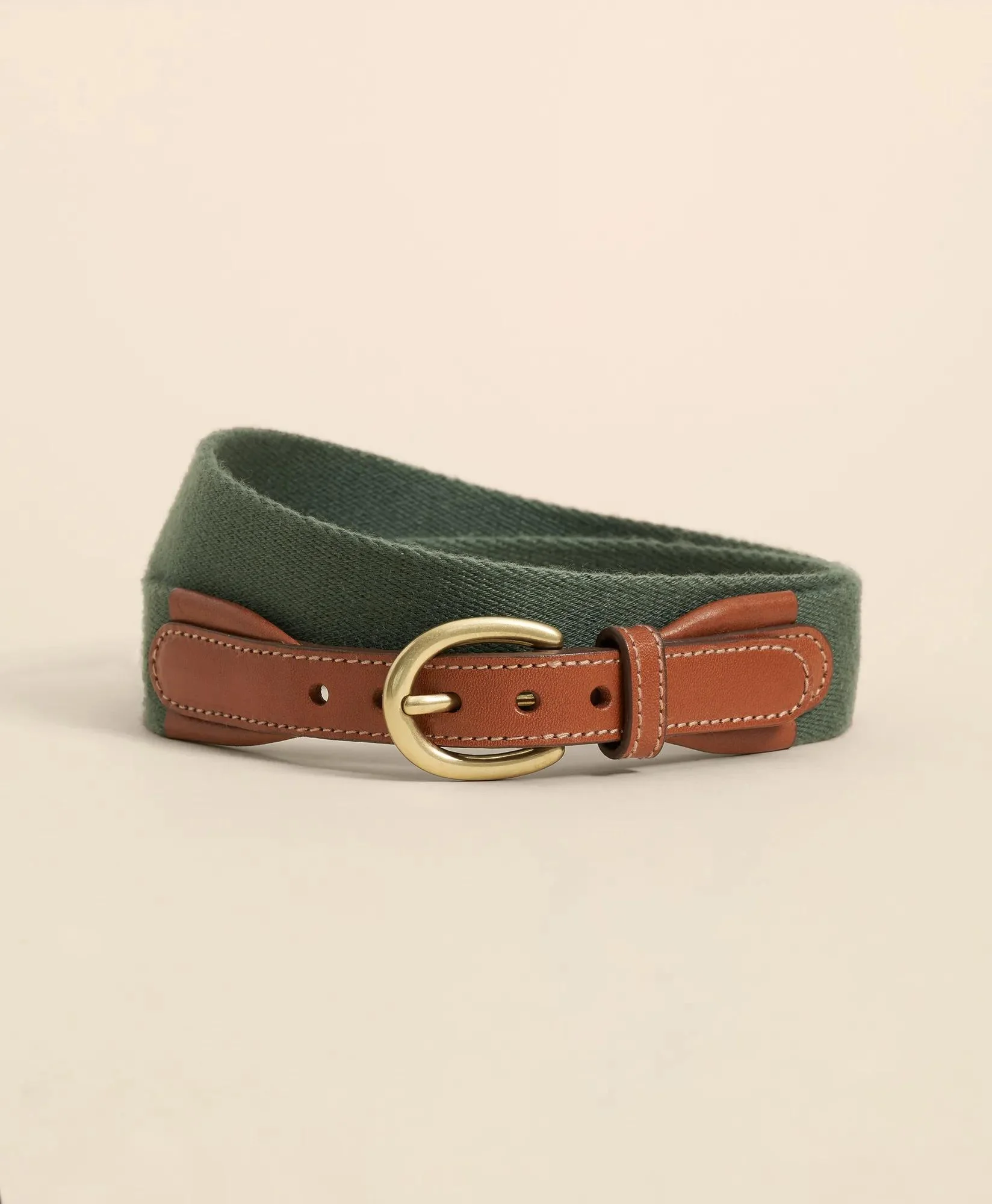 Webbed Leather-Accent Belt - 1