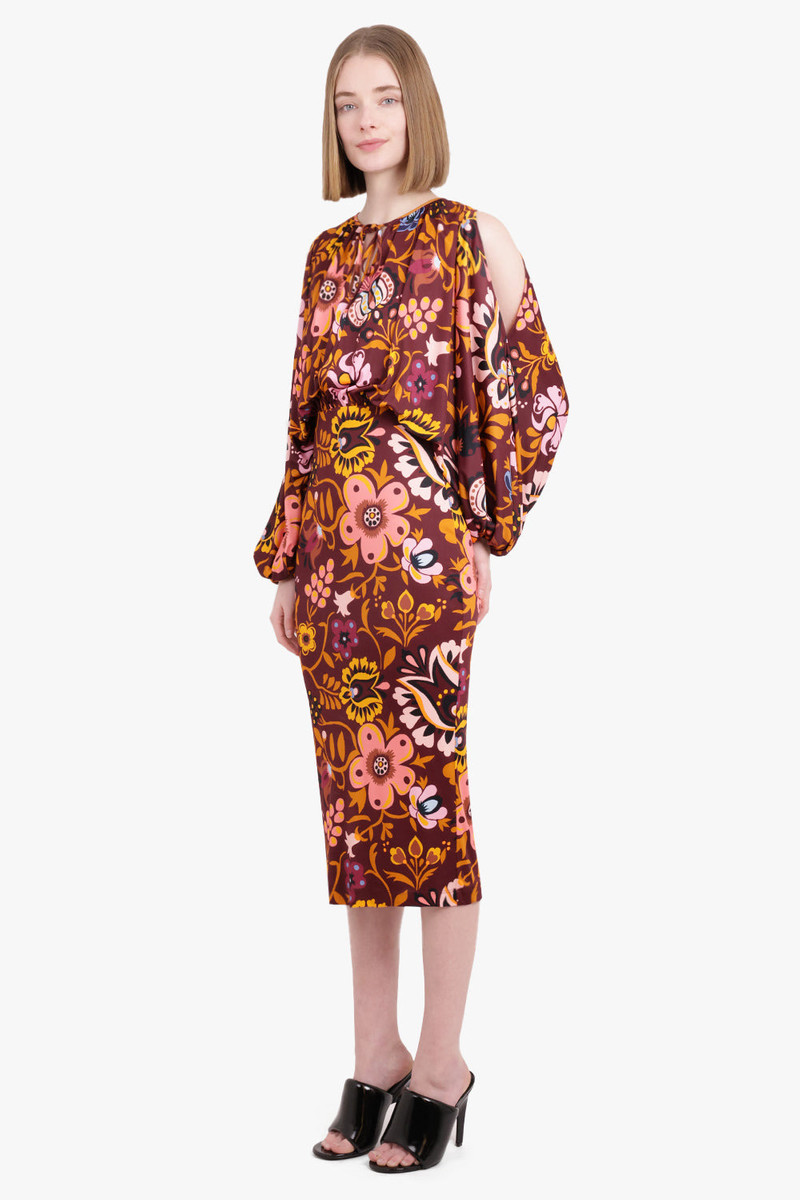 La DoubleJ SELVA PRINT APHRODITE DRESS | MAROON outlook