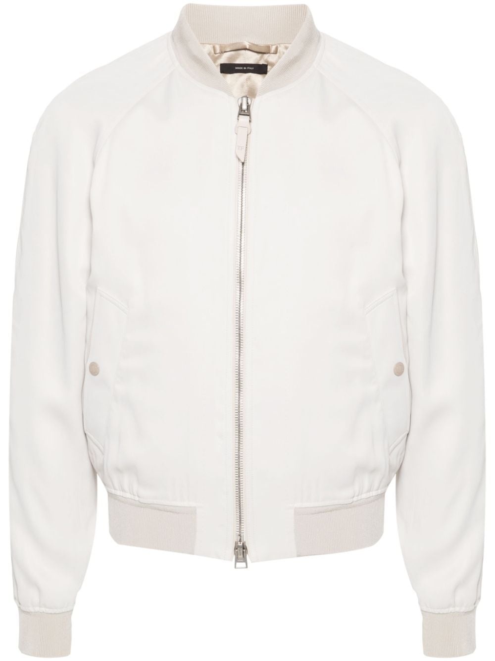 leather-trim bomber jacket - 1