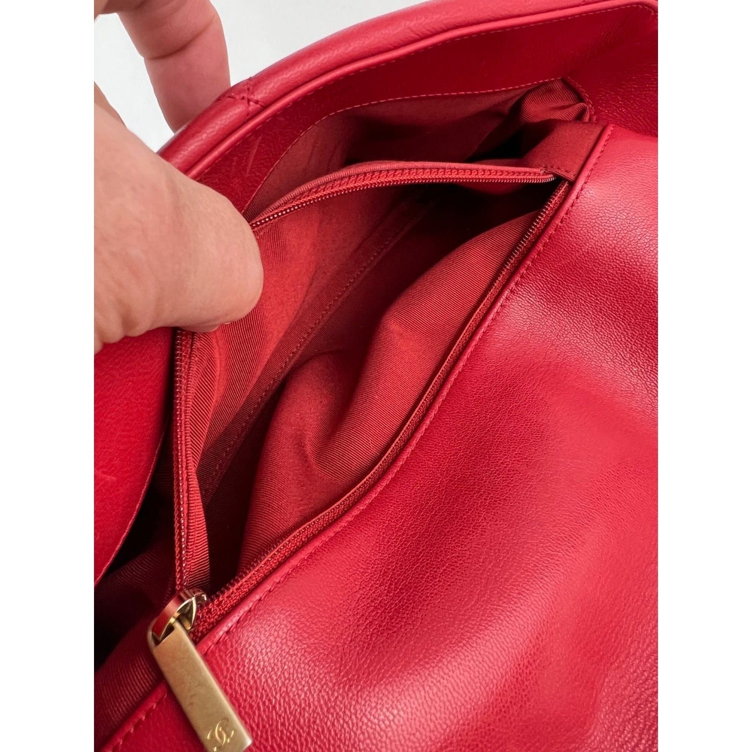 Chanel 19 Large Quilted Goatskin Silver and Gold Red Flap Bag - 8