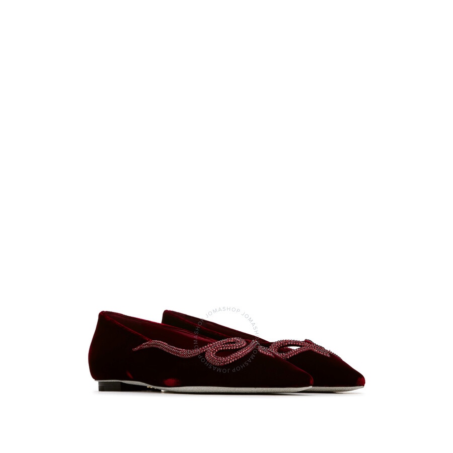 Rene Caovilla Rubino Velvet Morgana Embellished Ballet Flats - 2