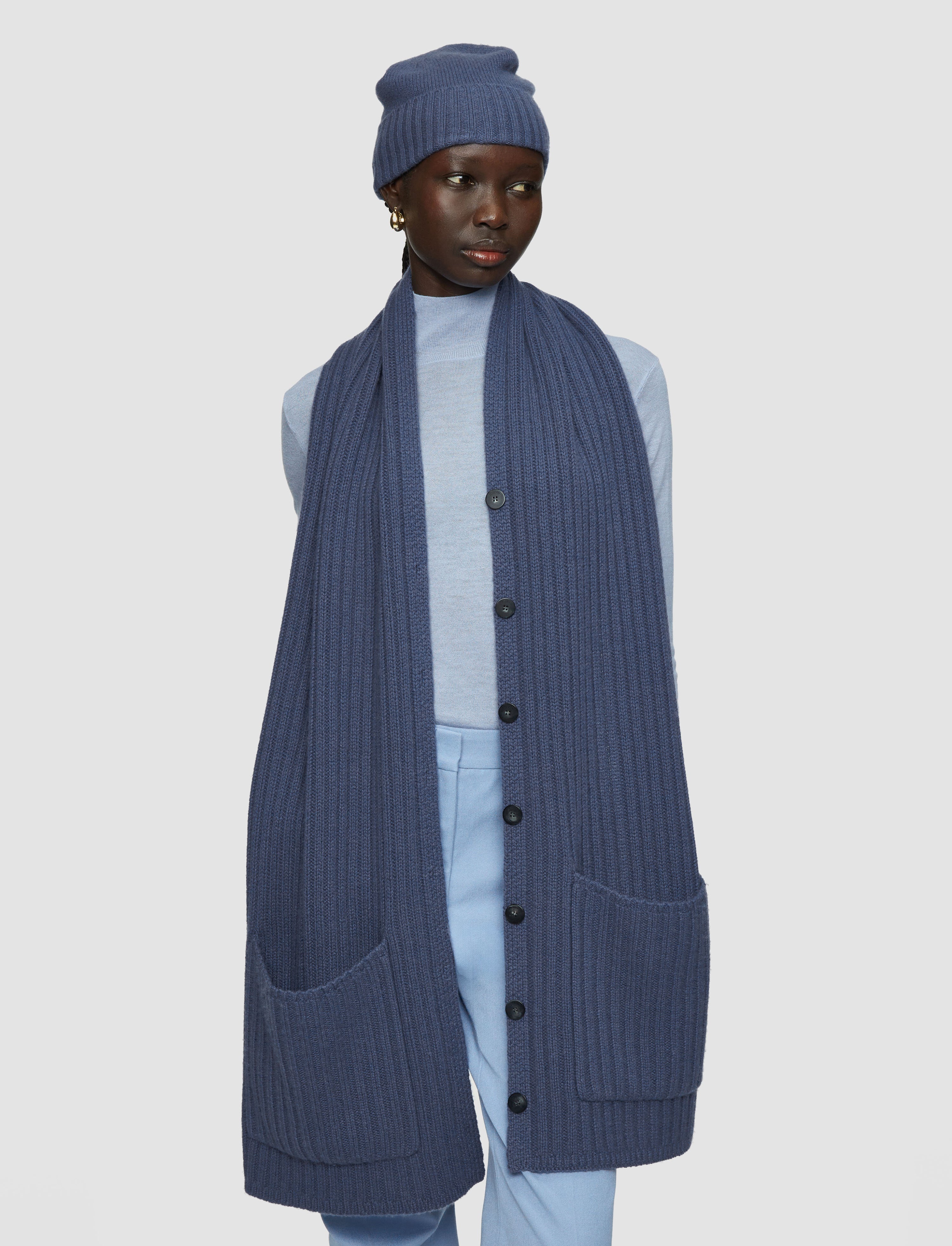 Open Cashmere Button Scarf - 2