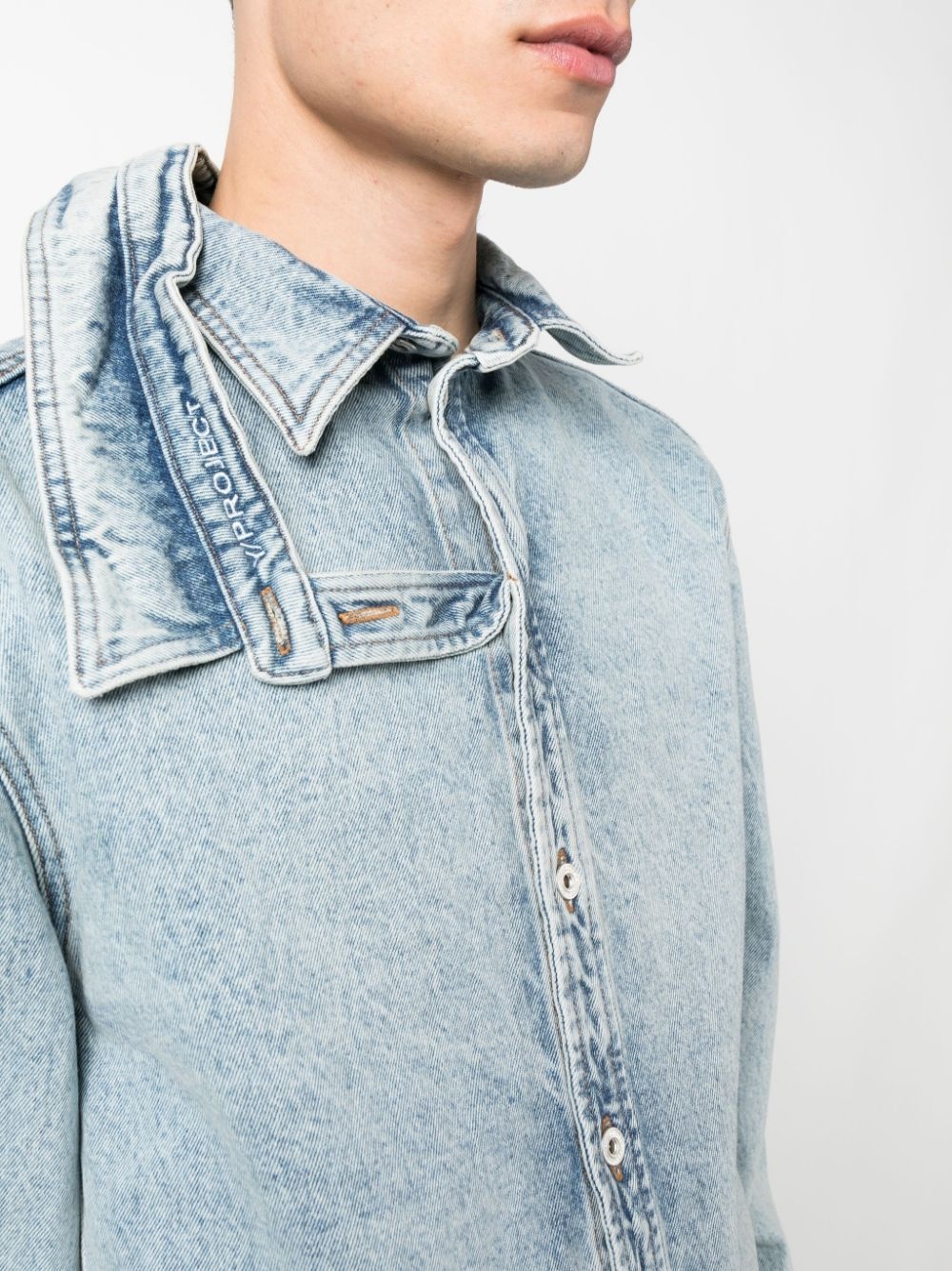 double-collar denim shirt - 5