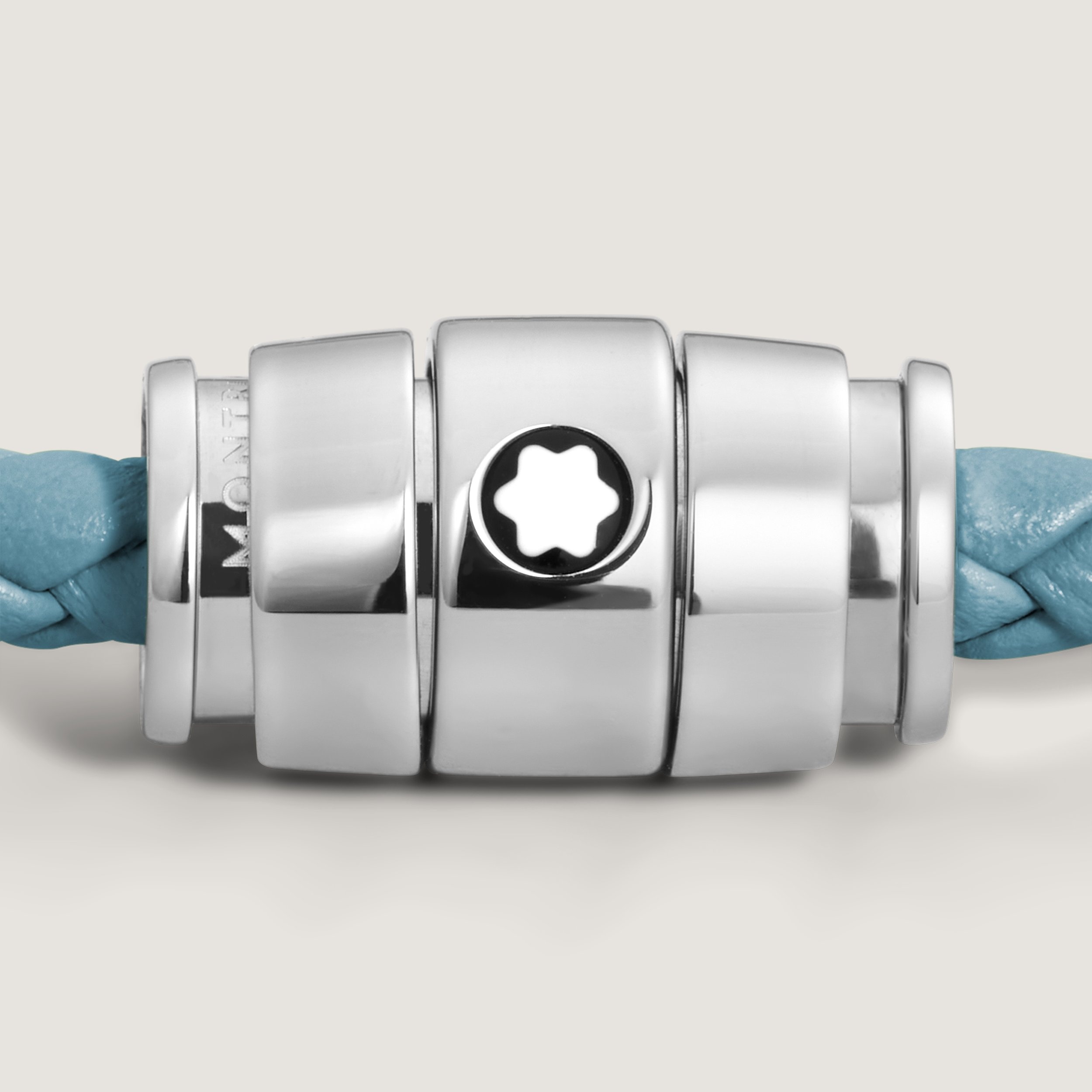 Bracelet Steel 3 Rings Meisterstück Collection in Smoky Blue Leather - 3
