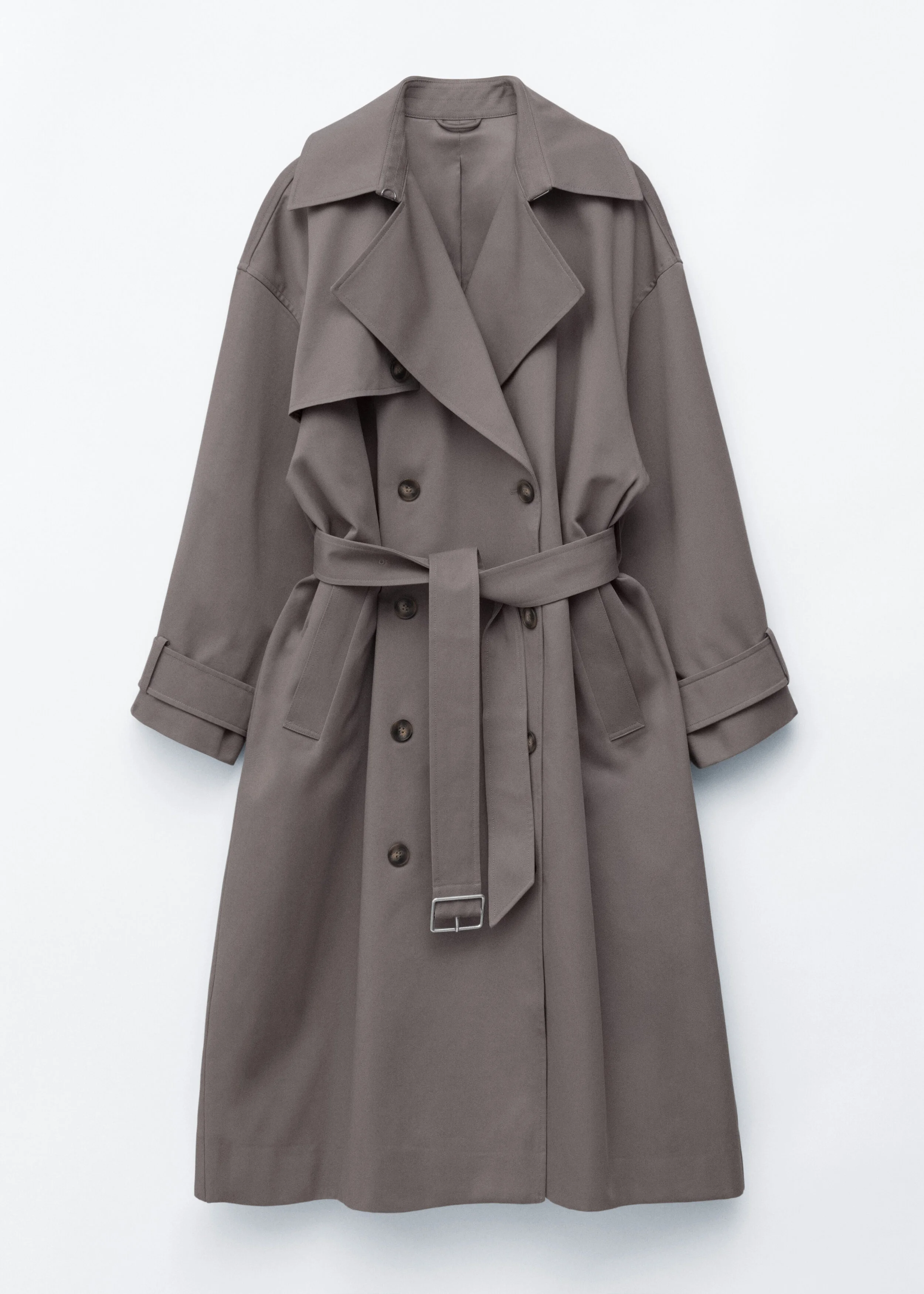 Oversized Double-Breasted Trench Coat - 1