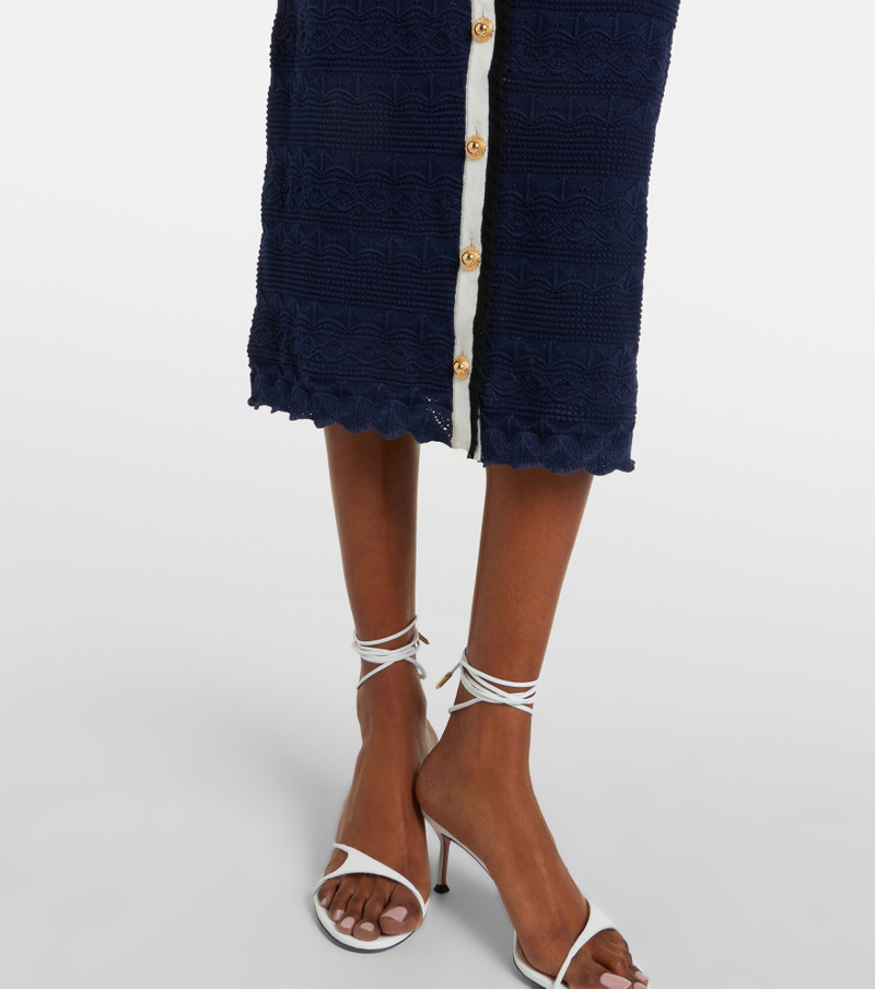 Bow-detail pointelle cotton-blend midi dress 4