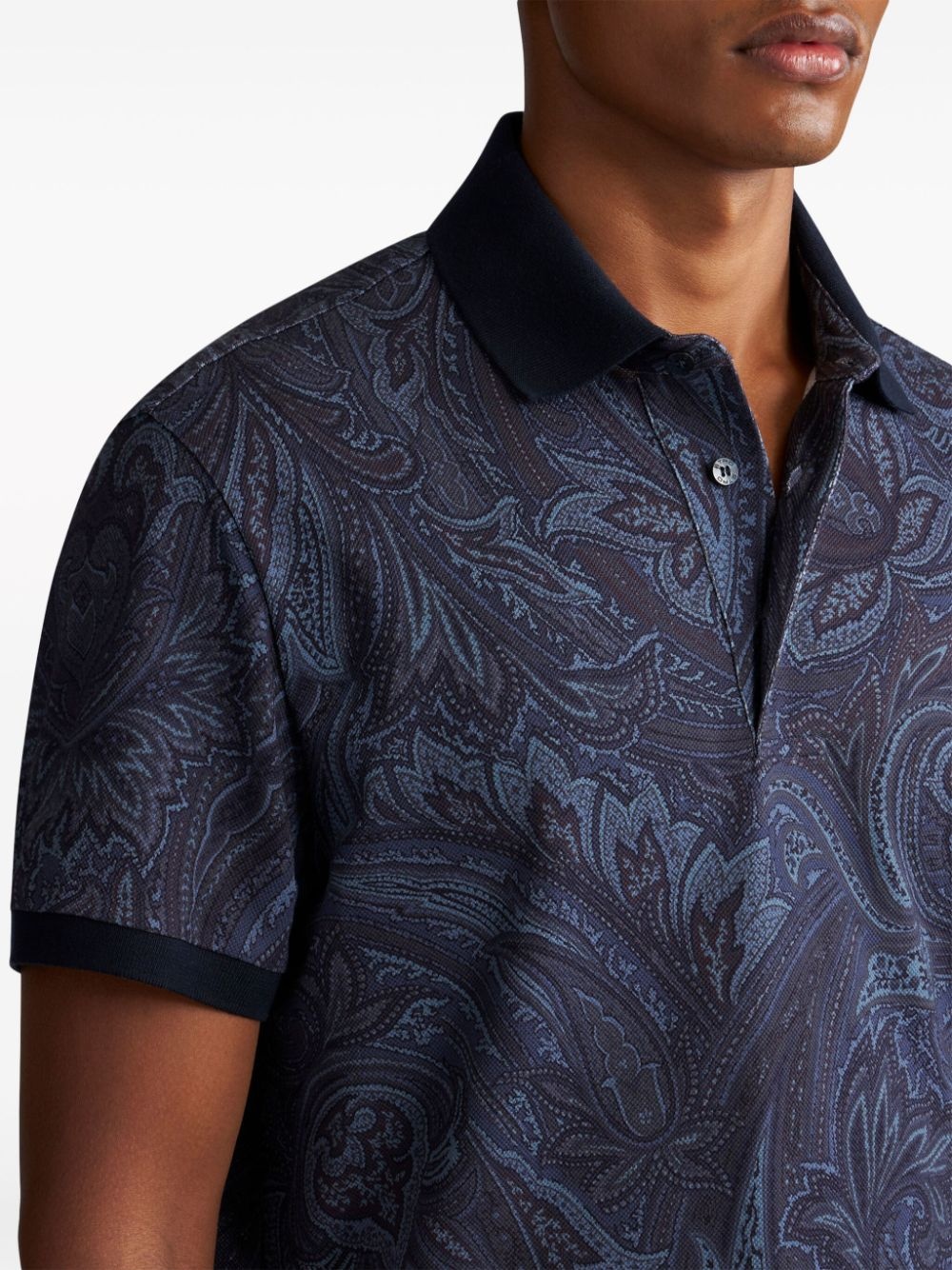 paisley-print cotton polo shirt - 4