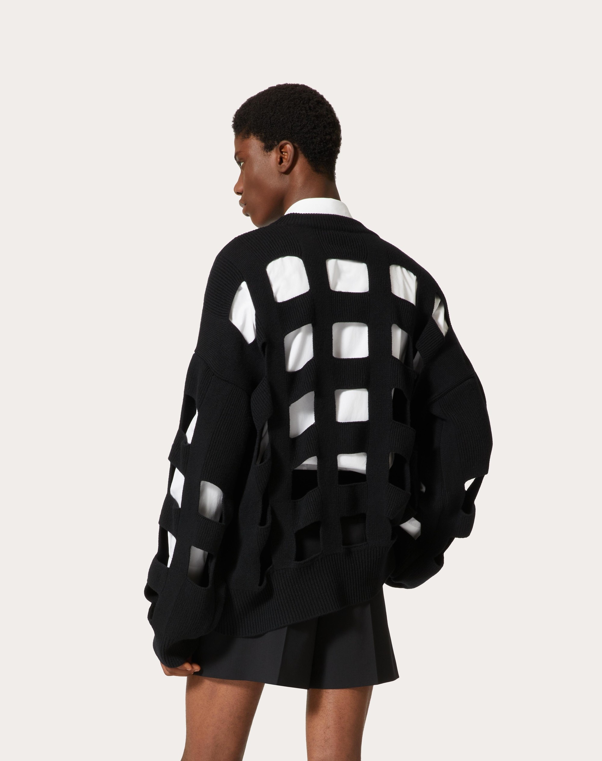 WOOL CREWNECK SWEATER WITH CUT-OUT DESIGN - 4
